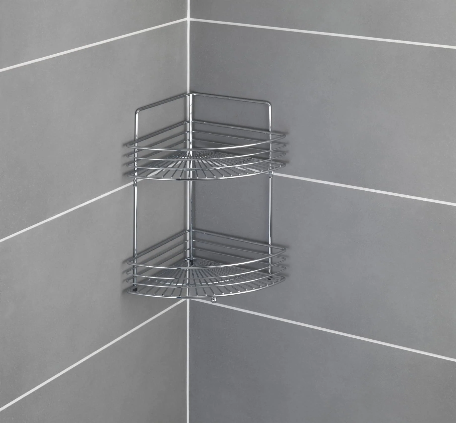 WENKO Bad Eckwandablage Mod. Milano für Pflegeartikel und Badaccessoires mit 2 Etagen Massive Qualität Maße 31,5 x 37 x 22 cm Farbe Chrom - Image 5