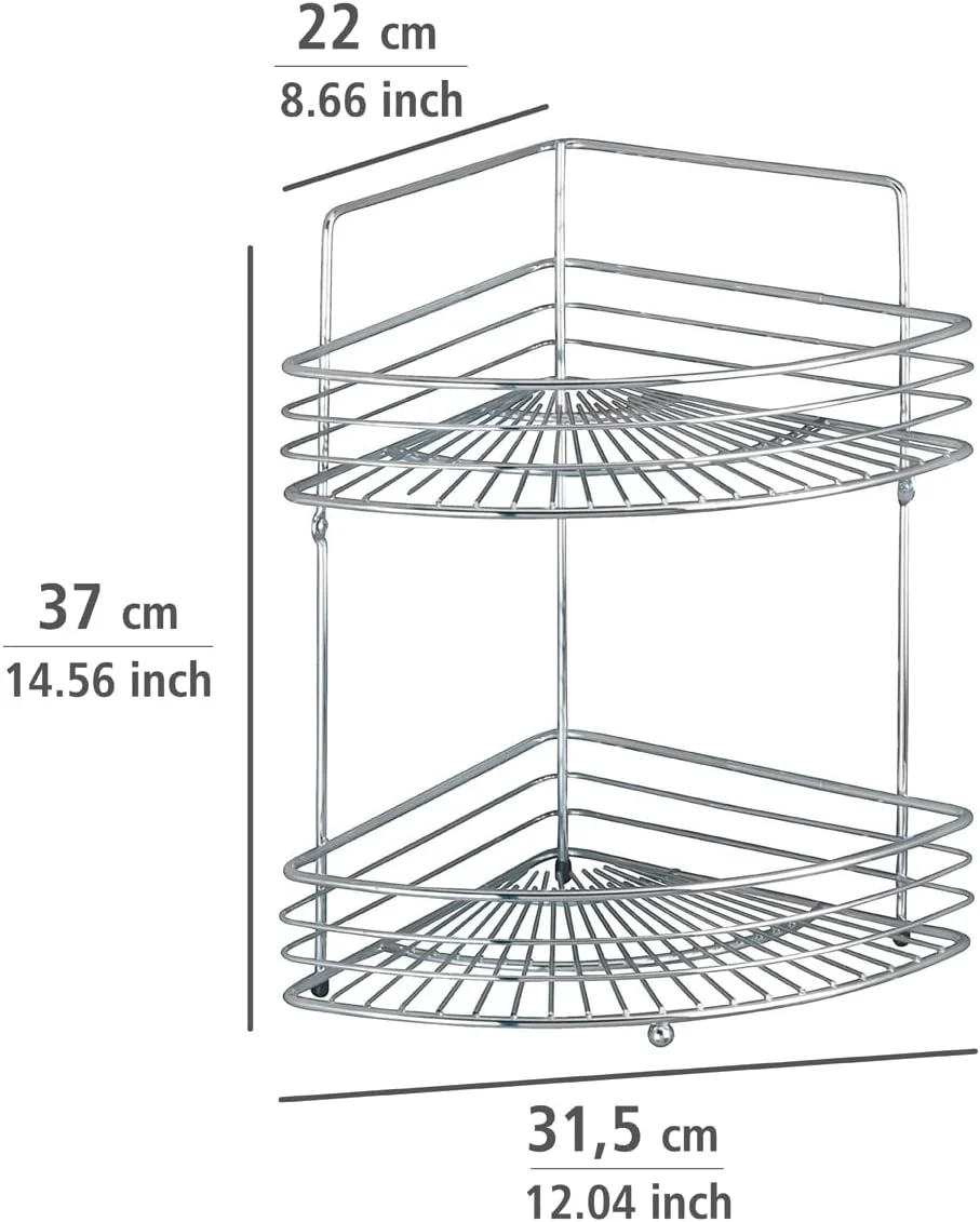 WENKO Bad Eckwandablage Mod. Milano für Pflegeartikel und Badaccessoires mit 2 Etagen Massive Qualität Maße 31,5 x 37 x 22 cm Farbe Chrom - Image 7