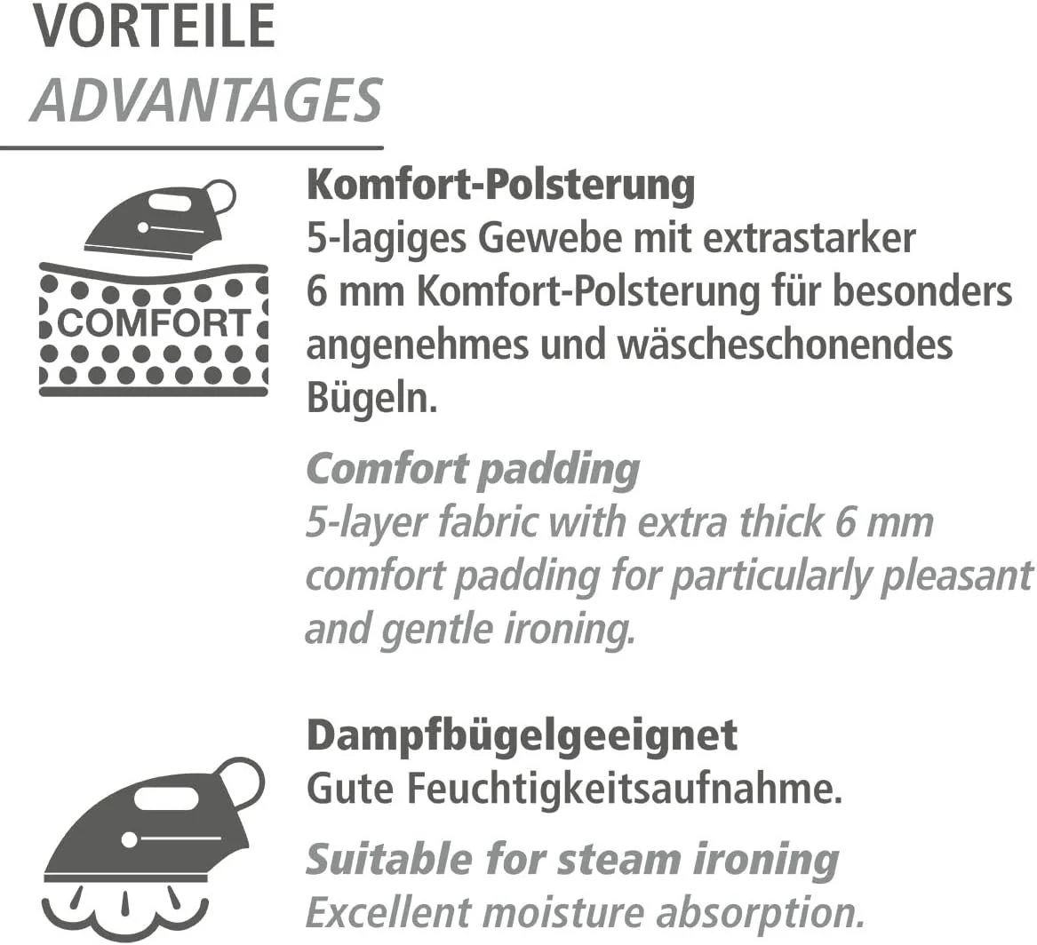 WENKO Bügeldecke Air Comfort Blitzbügler, Blitzbüglerzone, 5-lagige Komfort-Polsterung, Hitzereflektion & Dampfsperre, 130 x 65 cm - Image 10