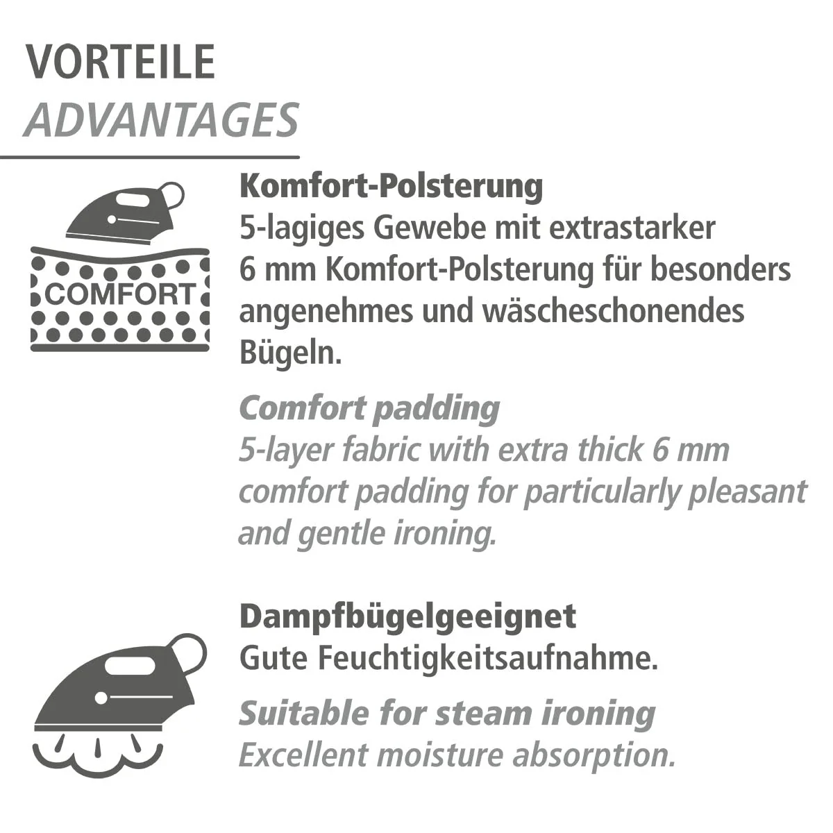 WENKO Bügeldecke Air Comfort Blitzbügler, Blitzbüglerzone, 5-lagige Komfort-Polsterung, Hitzereflektion & Dampfsperre, 130 x 65 cm - Image 4