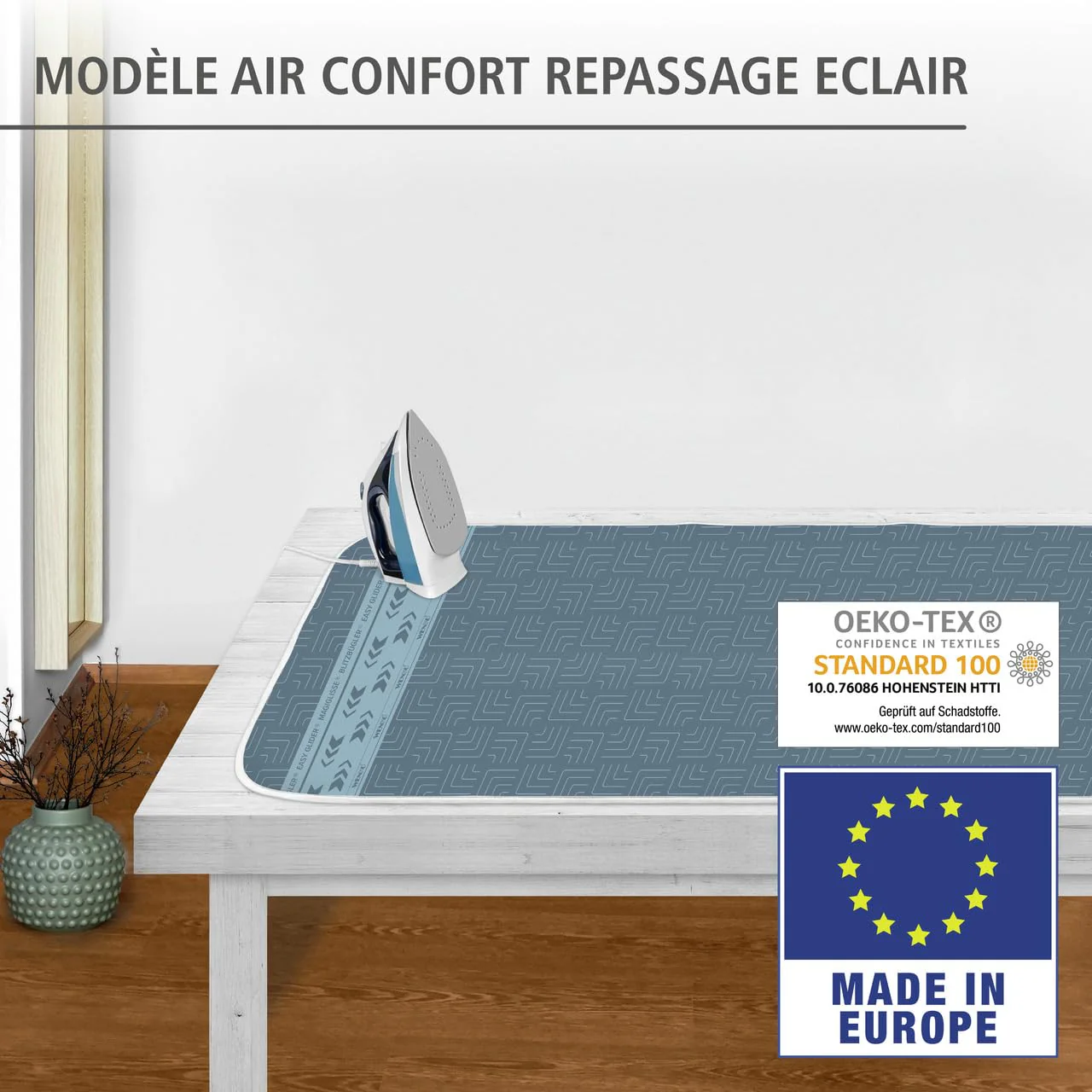 WENKO Bügeldecke Air Comfort Blitzbügler, Blitzbüglerzone, 5-lagige Komfort-Polsterung, Hitzereflektion & Dampfsperre, 130 x 65 cm - Image 5