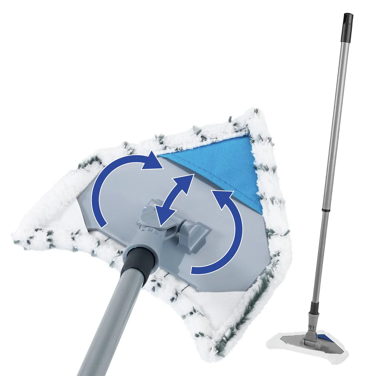 WENKO Multiflex-Wischer, Drehbarer Wischmopp reinigt Spielen leicht alle Ecken, Ausziehbarer Dreieck Mopp reinigt ohne Chemie, Für Fliesen, Fenster & Böden, Inkl. 3 Bezüge - Image 2