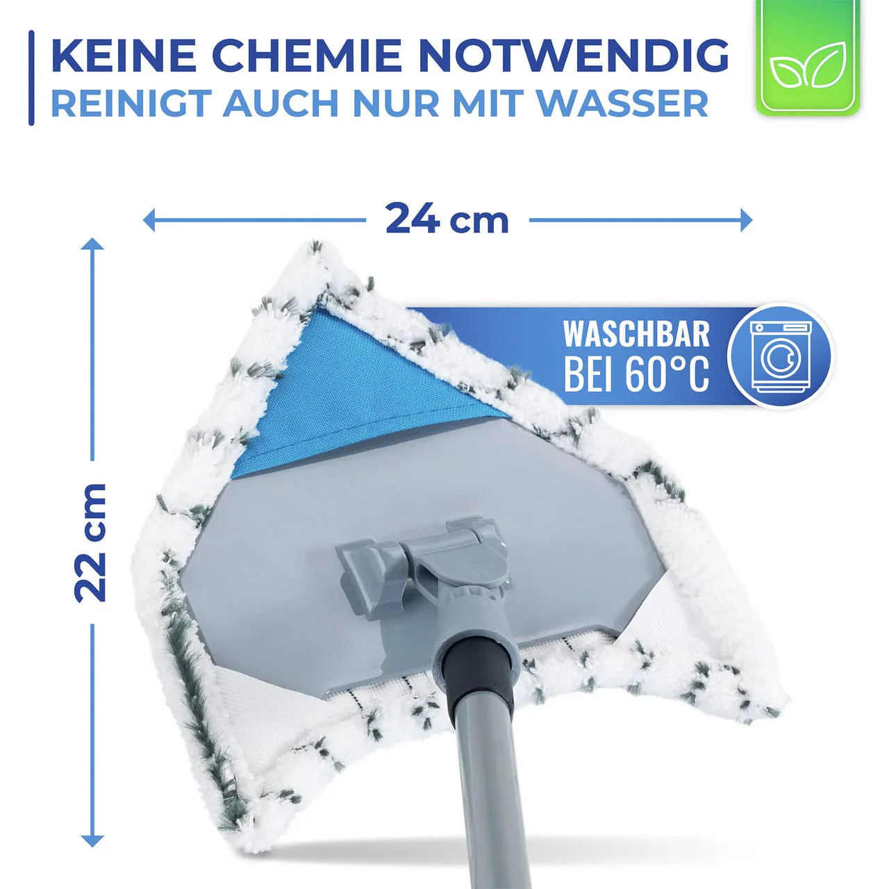 WENKO Multiflex-Wischer, Drehbarer Wischmopp reinigt Spielen leicht alle Ecken, Ausziehbarer Dreieck Mopp reinigt ohne Chemie, Für Fliesen, Fenster & Böden, Inkl. 3 Bezüge - Image 9