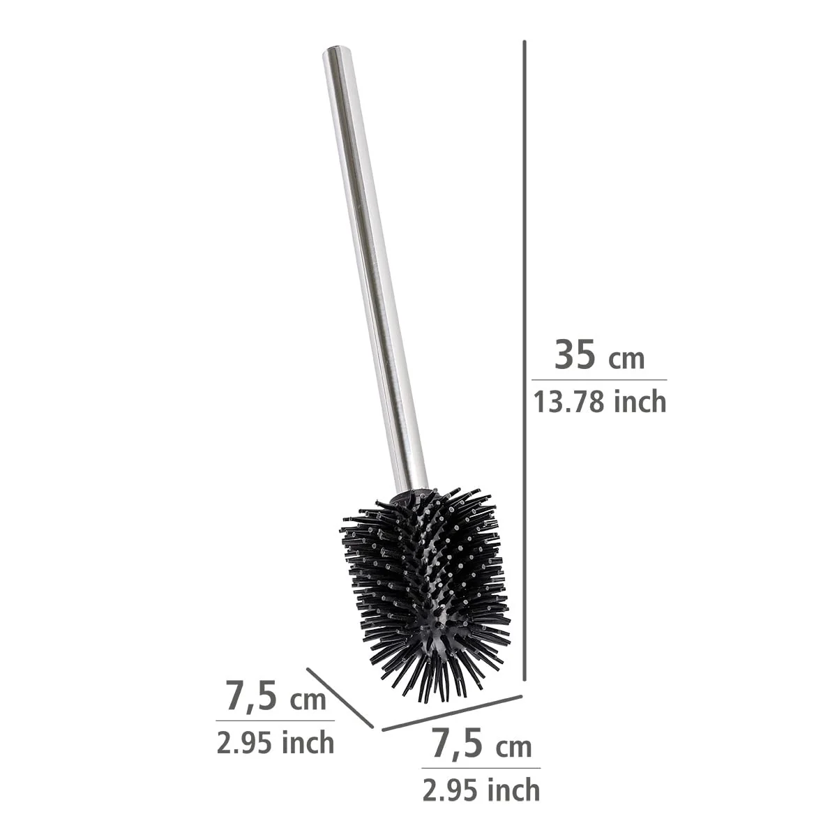 WENKO Silikon WC-Ersatzbürste mit Edelstahlstiel - Ersatz-Toilettenbürste, mit Anti-Haft-Wirkung, Edelstahl rostfrei, 7.5 x 35 x 7.5 cm, Glänzend, Schwarz - Image 6