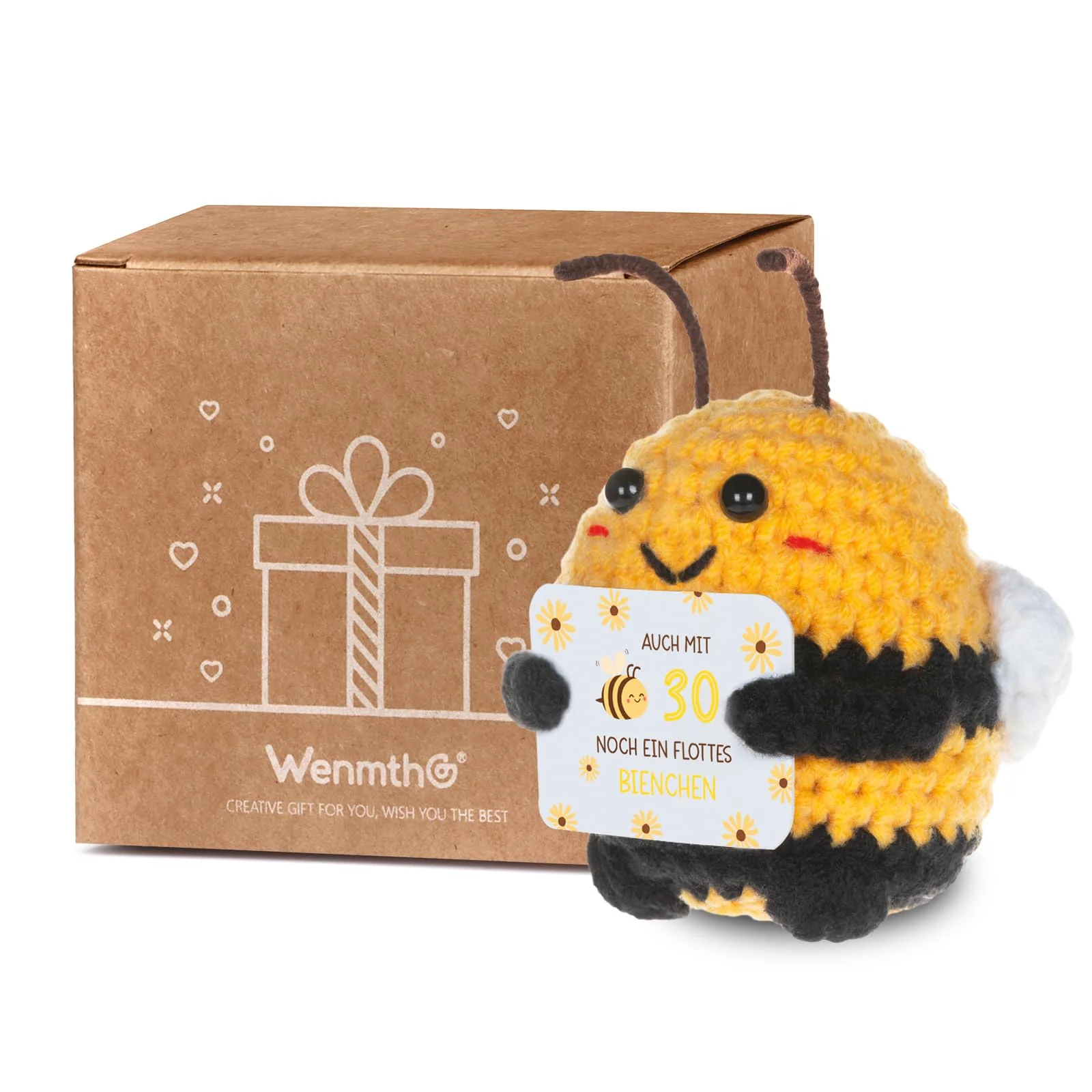WenmthG Pocket Hug Positive Biene Glücksbringer zum 30 Geburtstag Geschenke für Beste Freund Kollegen Frauen Männer, Anti Stress Geschenke Glücksbringer Biene Positive Kartoffel Deutsch Ersatz - 1 St - Image 2