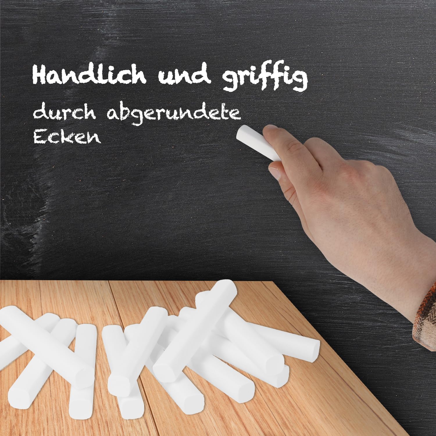 Westcott Kreide 12 Stück Weiss | 12er Pack Tafelkreide mit 1,2cm ⌀ in deckendem Weiss | staubarm & leicht abwischbar | 8,5cm lange Kreidestifte | E-744982 00 - Image 3