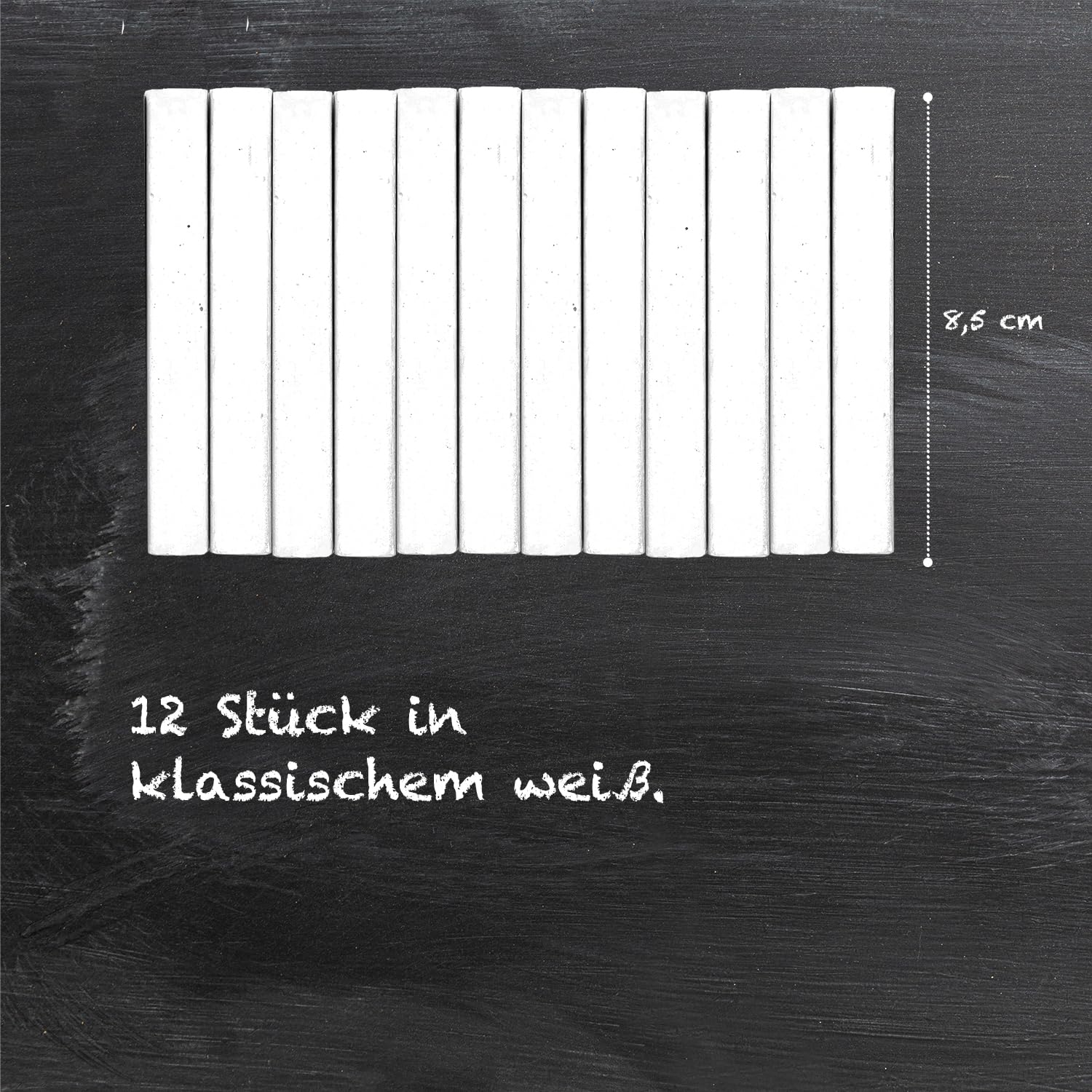 Westcott Kreide 12 Stück Weiss | 12er Pack Tafelkreide mit 1,2cm ⌀ in deckendem Weiss | staubarm & leicht abwischbar | 8,5cm lange Kreidestifte | E-744982 00 - Image 6