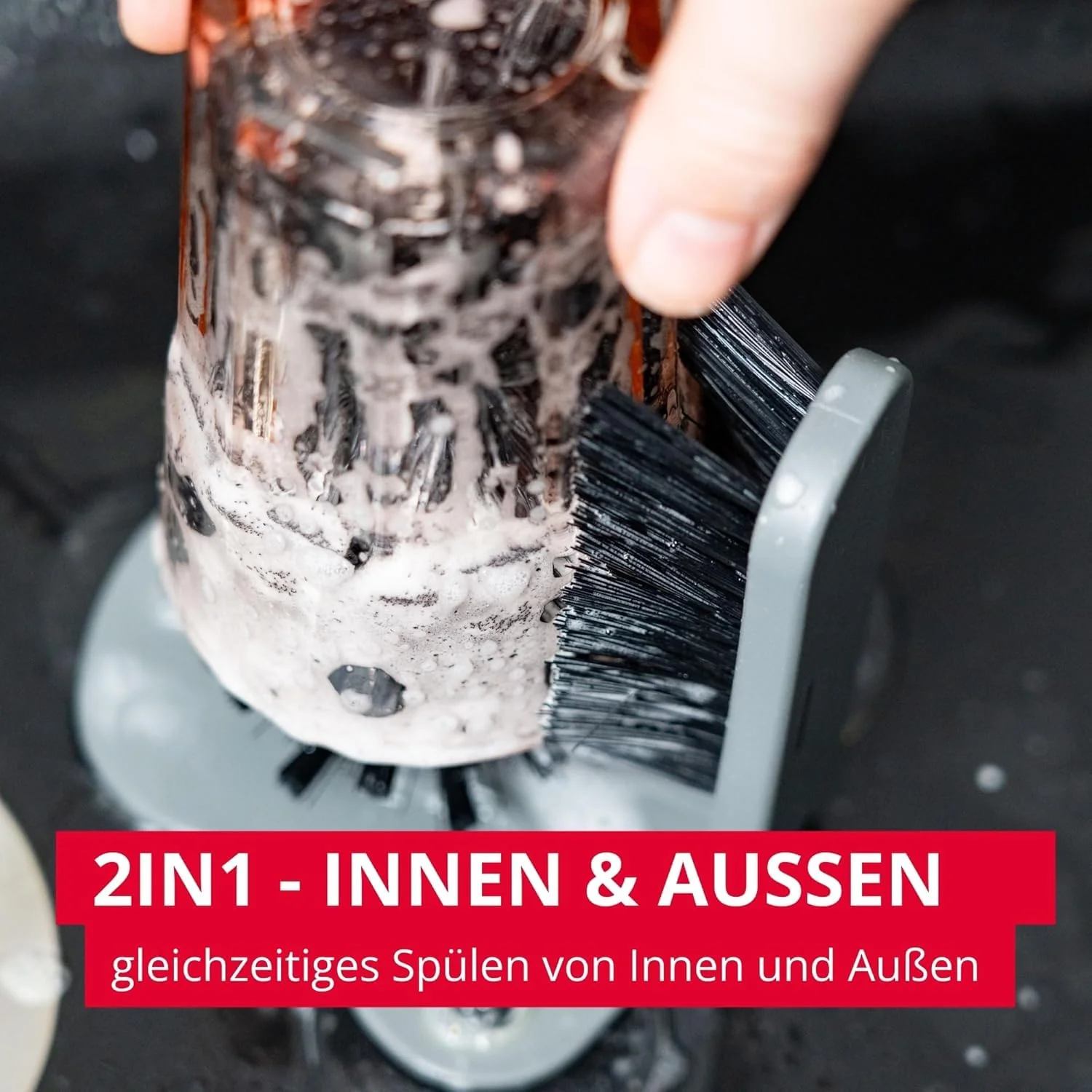 Westmark Gläser-Spülbürste mit Saugfuß – Praktische Glasbürste zur mühelosen Reinigung von Gläsern, kein Verrutschen, für Gastronomie oder als privates Bar-Zubehör – BPA-frei - Image 3