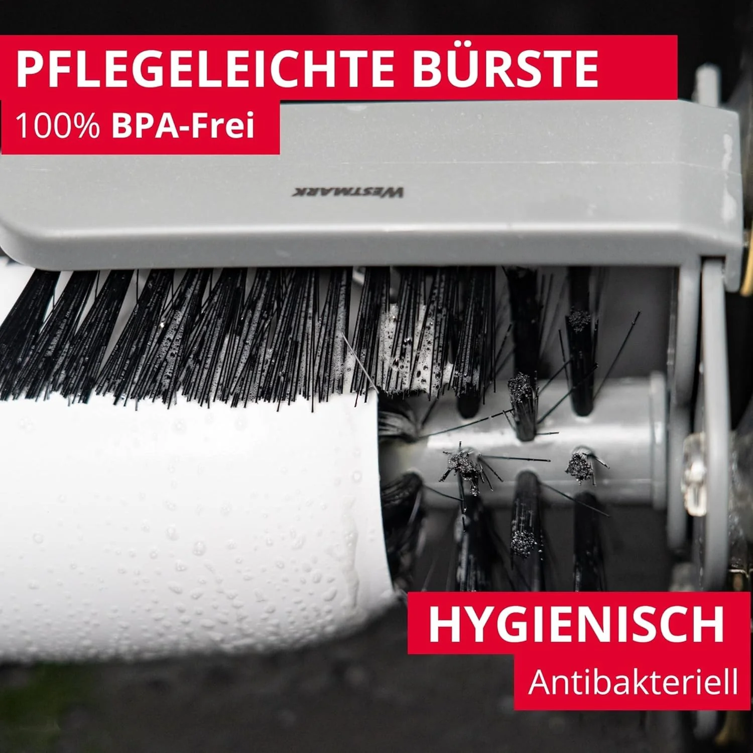 Westmark Gläser-Spülbürste mit Saugfuß – Praktische Glasbürste zur mühelosen Reinigung von Gläsern, kein Verrutschen, für Gastronomie oder als privates Bar-Zubehör – BPA-frei - Image 4