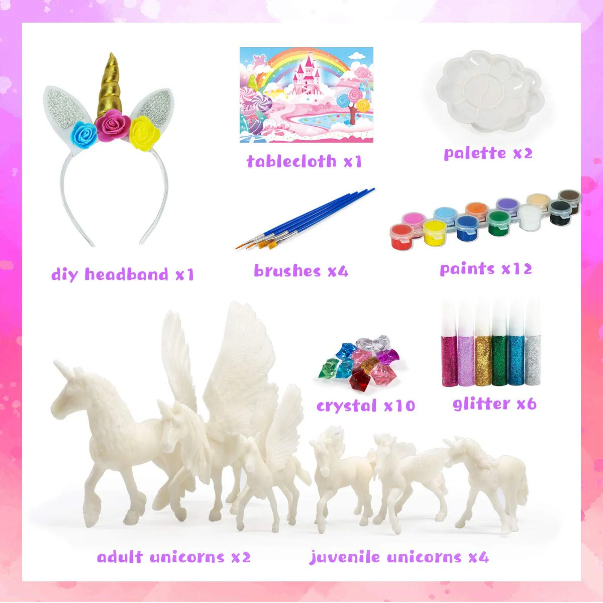 whatstem DIY Malerei Einhorn Kit Kunst und Handwerk Set für Kinder oder Mädchen Dekorieren und Zeichnen 3D Spielzeug für Kinder Geschenk(6 Einhörner) - Image 3