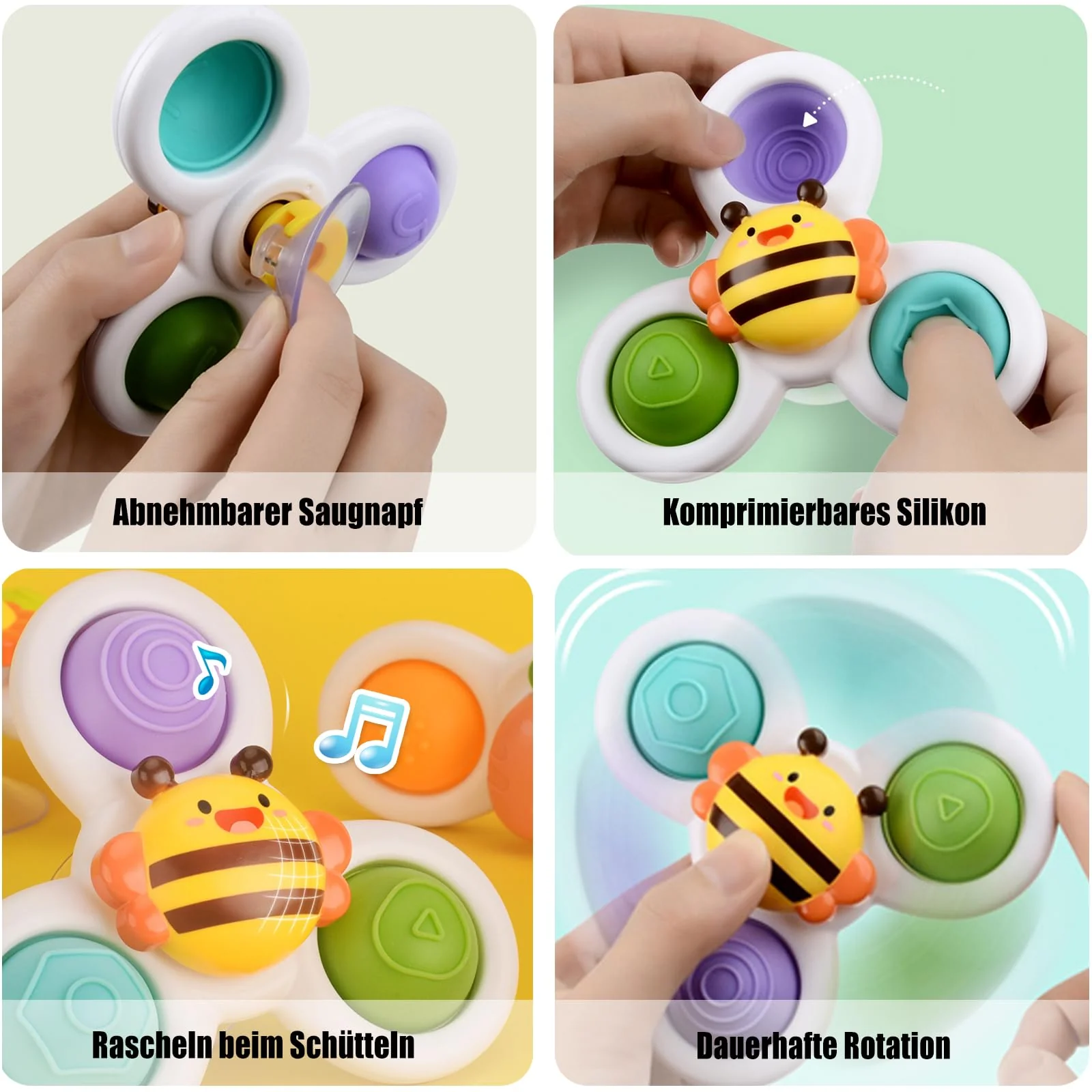 Wholede Saugnapf Spielzeug Baby, Sensorik Spielzeug für Baby, Wasserspielzeug für Kinder, Baby Badewannenspielzeug ab 1 Jahr - Image 3