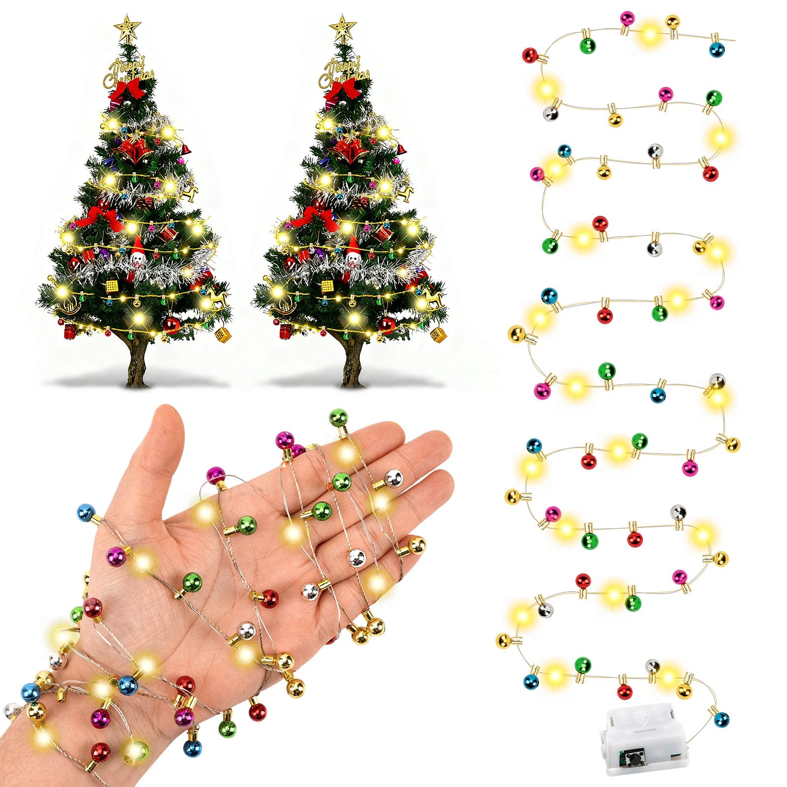 Wichtel Lichterkette Miniatur LED, 2M Wichtel Zubehör Lichterkette, Puppenhaus Zubehör Weihnachten, Bunte Mini Lichterketten Wichtelhaus für Weihnachtsdeko Puppenhaus Möbel Kinder Geschenk