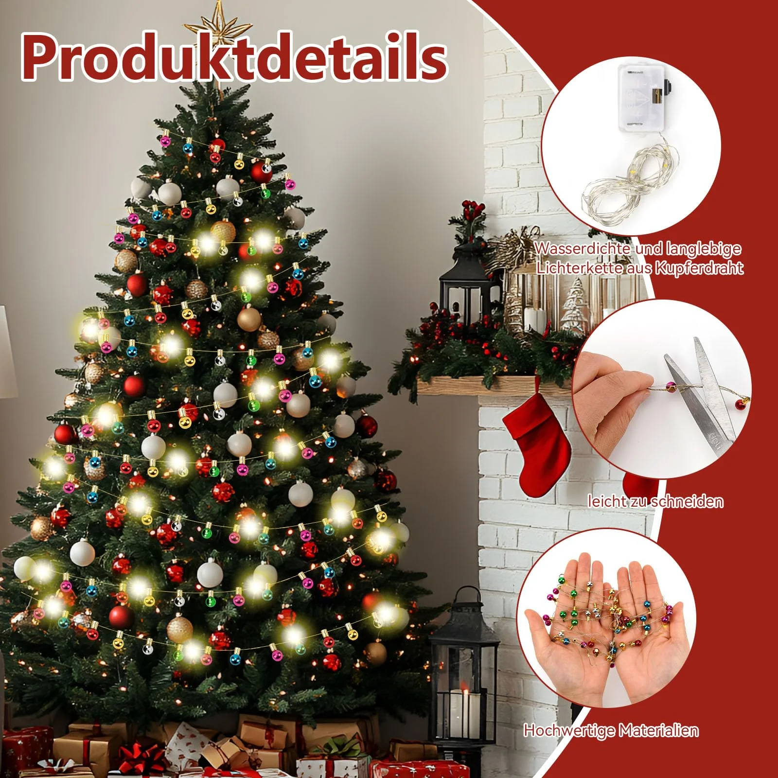 Wichtel Lichterkette Miniatur LED, 2M Wichtel Zubehör Lichterkette, Puppenhaus Zubehör Weihnachten, Bunte Mini Lichterketten Wichtelhaus für Weihnachtsdeko Puppenhaus Möbel Kinder Geschenk - Image 6