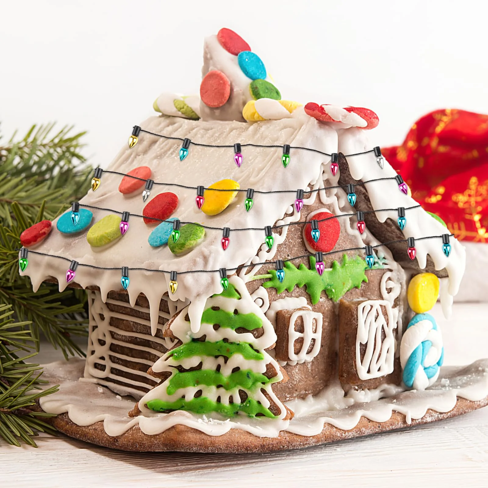 Wichtel Lichterkette Miniatur, Wichtel Zubehör Lichterkette, Puppenhaus Zubehör, Bunte Miniatur Puppenhaus Lampen für Weihnachtsdeko Puppenhaus Möbel, Kinder Geschenk(Tropfenform) - Image 4