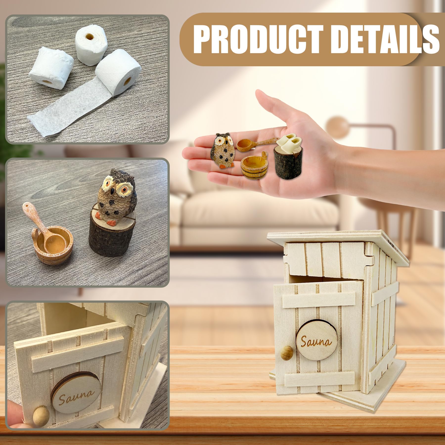 Wichtel Set Weihnachten Komplett - Wichteltür Mit Zubehör, mit Thermometer und Eimer, Eulen, Stiefel, Weihnachtsbaum, für Puppenhaus Spa und Badehaus Dekor Kompakt, DIY-Dekoration für Weihnachten - Image 5