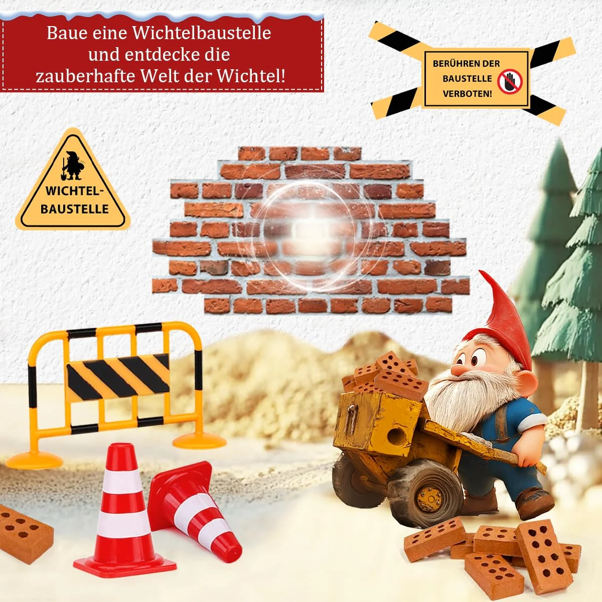 Wichtel Zubehör Baustelle,24Pcs Wichtel Baustelle Set,Miniatur Wichtel Zubehör,Wichteltür Baustelle Puppenhaus Zubehör 1/12,Wichtelbaustelle Miniatur Deko Weihnachten,Wichtel Baustelle Einzug - Image 6