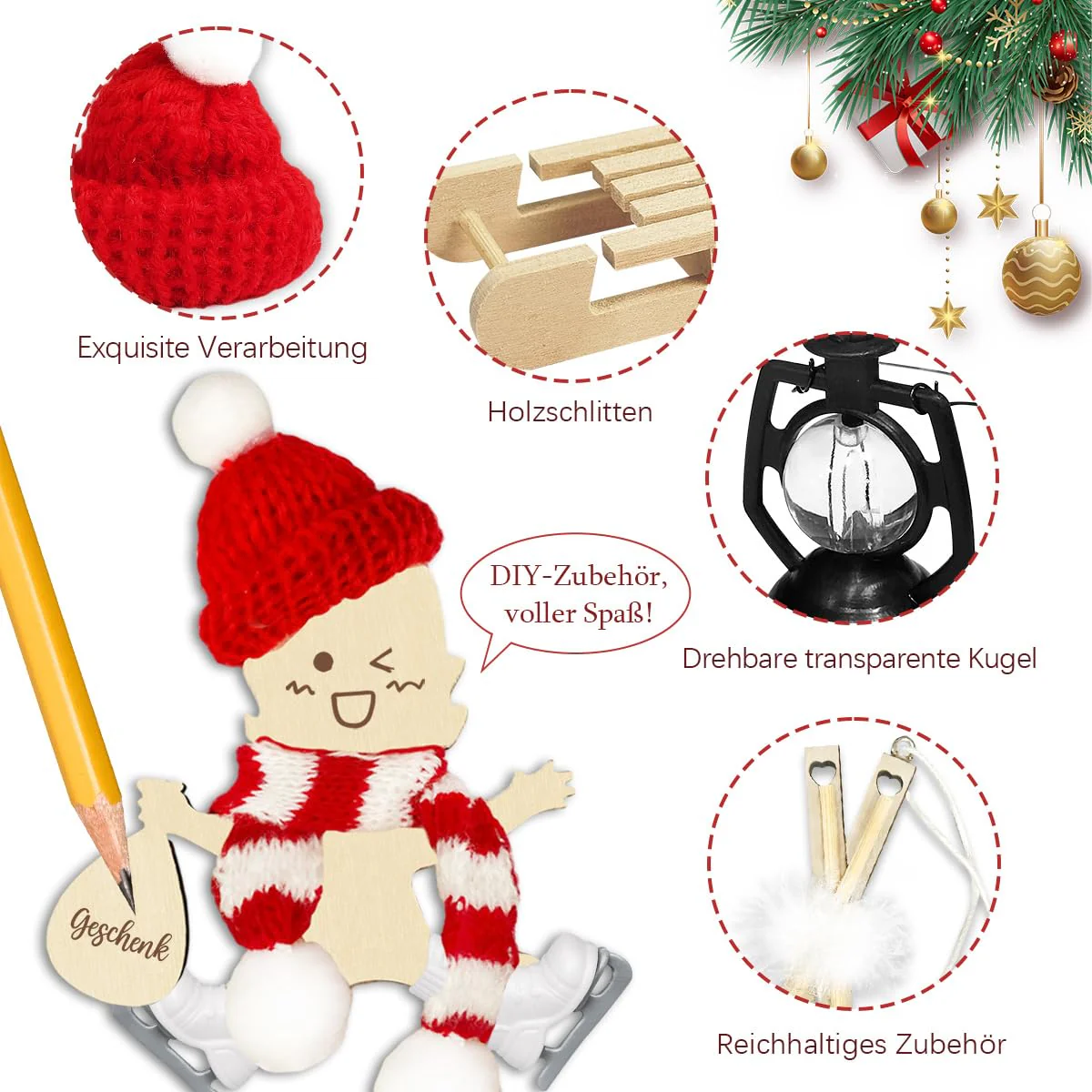 Wichtel Zubehör Weihnachten, Winterwichtel Ski Set, mit Wichtel Schlitten Wichtel Schablone Fußabdruck, Schlittschuhe, Schal Mütze Kleine Laterne, Wichteltür Wichtelzubehör Puppenhaus Zubehör - Image 2