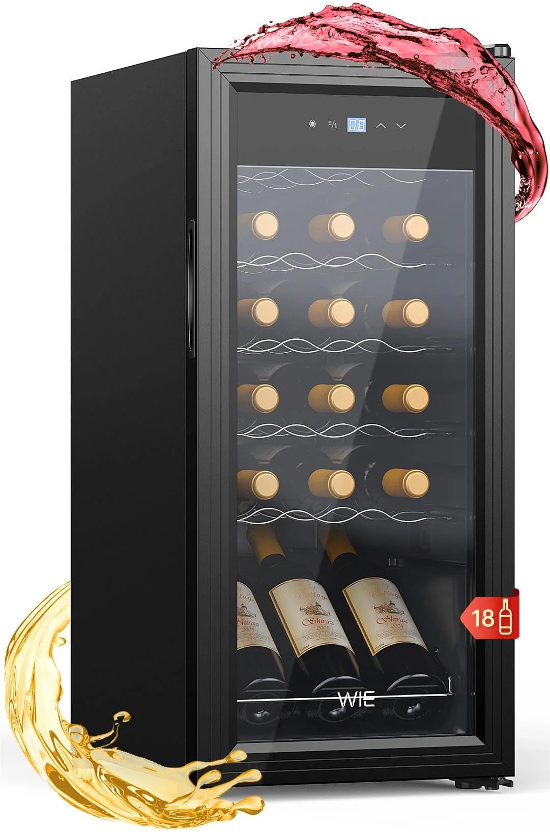WIE Weinkühlschrank Compressor 53 Liter 18 Flaschen Getränkekühlschrank Kleiner Weinschrank Klein Wein-Kühlschrank mit Glastür,Vollglas-Designtür mit LED Touchpanel,Anti-UV, Wine Fridge 5-18°C - Image 5