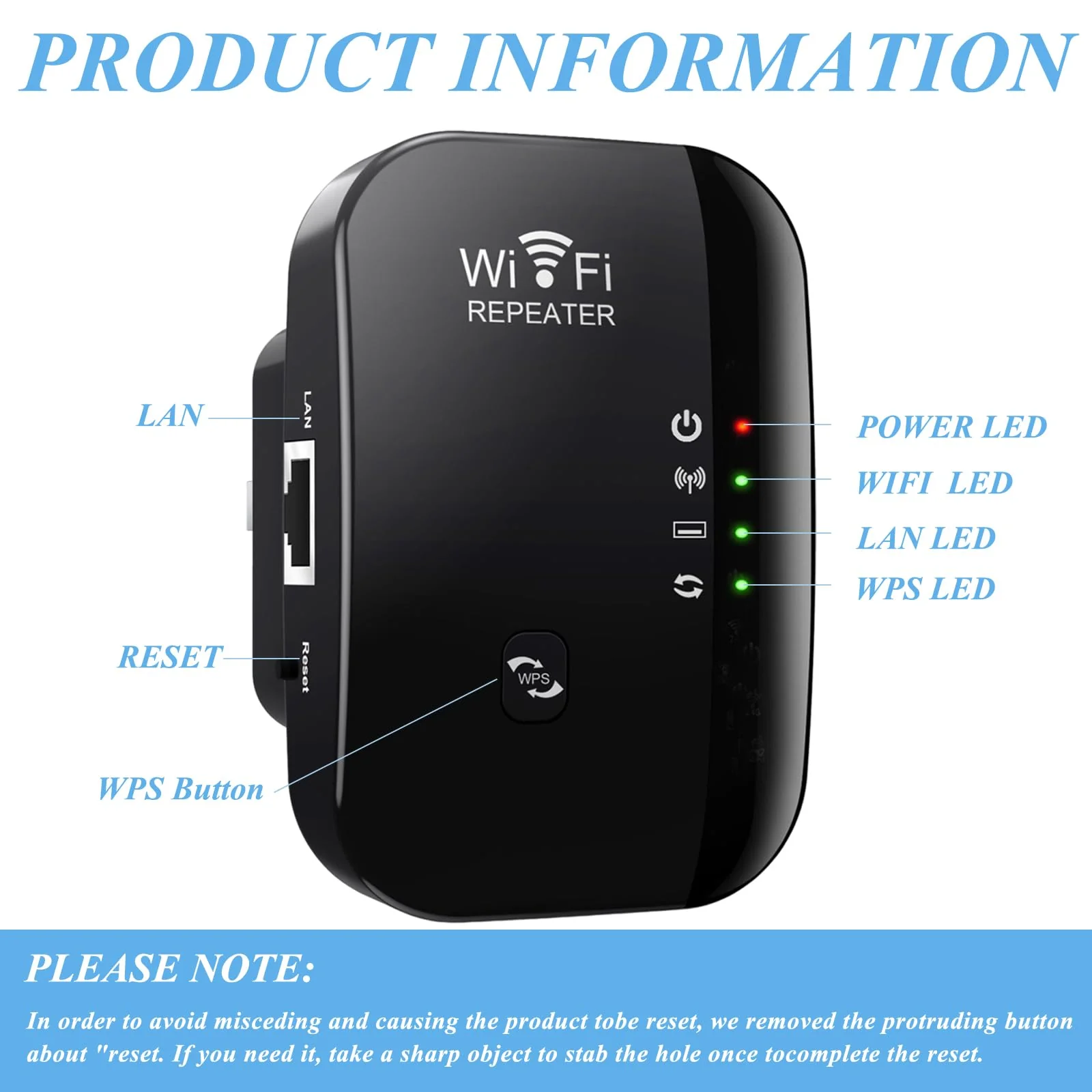 WiFi Extender Booster WLAN Repeater WLAN Verstärker WiFi Repeater WiFi Extender bis zu 4000sq ft mit Repeater/AP Modus Ethernet Port zu Allen WLAN Geräten 1-Tap Setup Access Point mit 1 Kabe(Schwarz) - Image 3