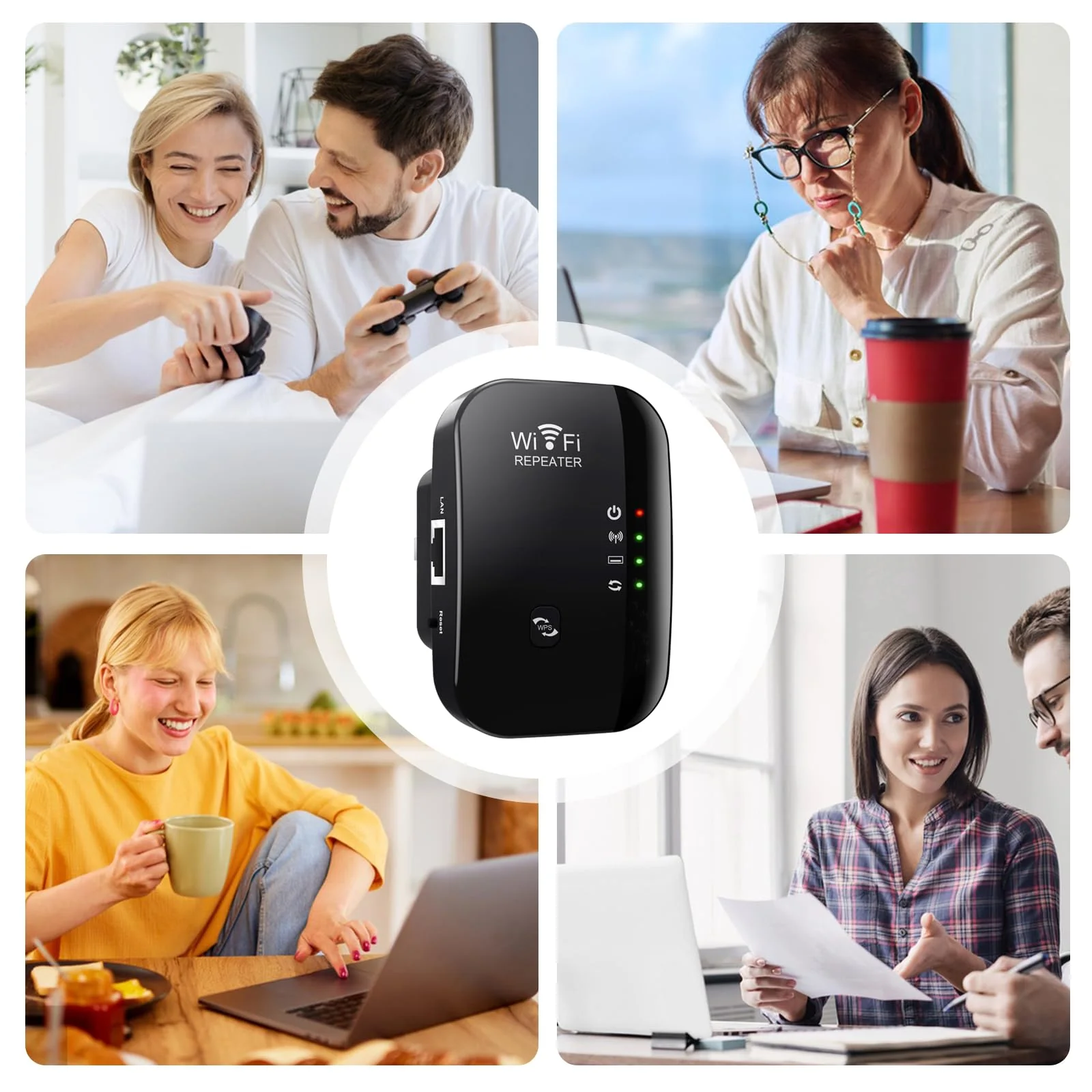 WiFi Extender Booster WLAN Repeater WLAN Verstärker WiFi Repeater WiFi Extender bis zu 4000sq ft mit Repeater/AP Modus Ethernet Port zu Allen WLAN Geräten 1-Tap Setup Access Point mit 1 Kabe(Schwarz) - Image 7