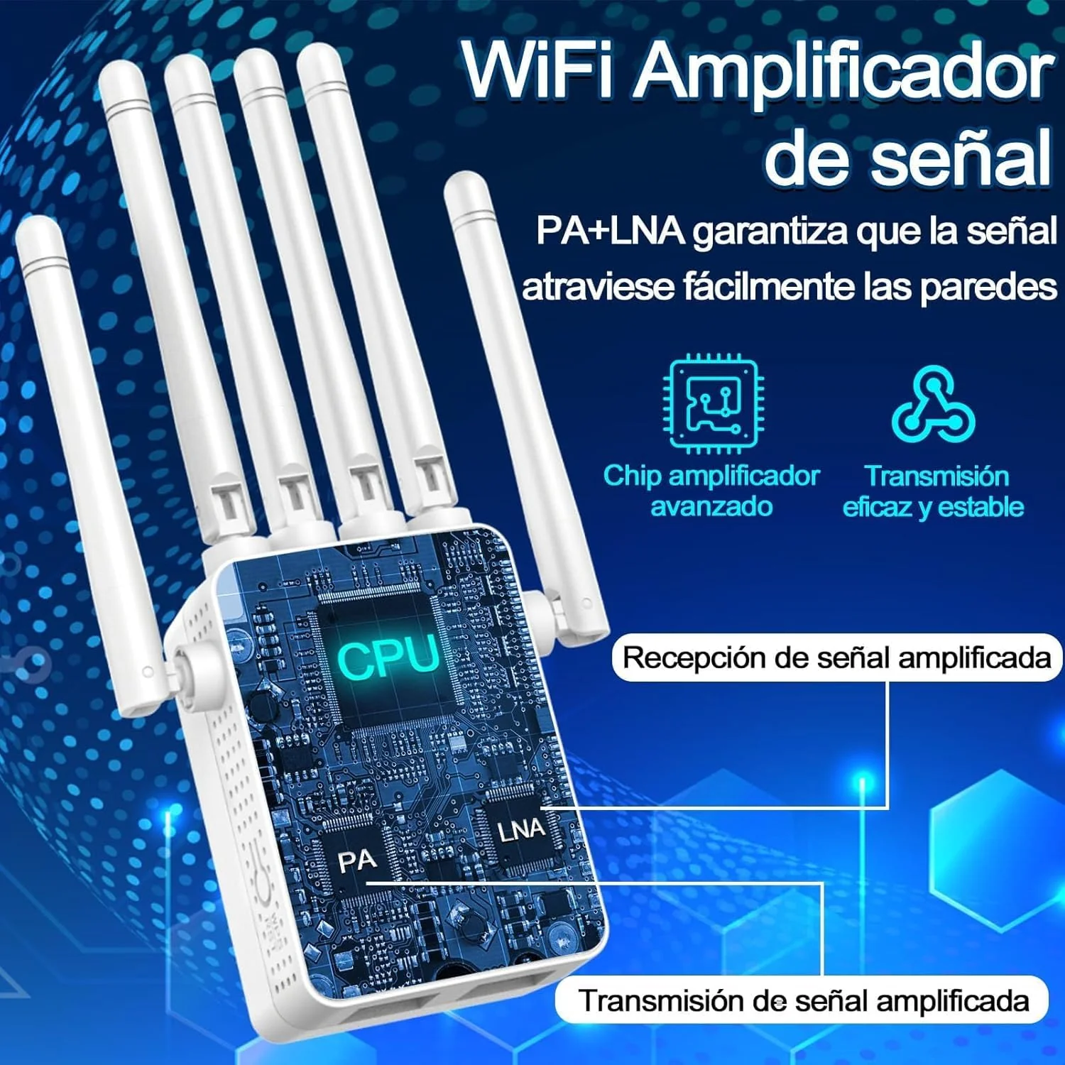 WiFi Repeater, 1200 MPS Dual Band 5GHz und 2.4GHz WiFi Extender, Repeater/Router/AP Modus, WiFi Signalverstärker mit 6 leistungsstarken Antennen, 2 LAN Ports, passend für Zuhause/Büro, etc. - Image 5