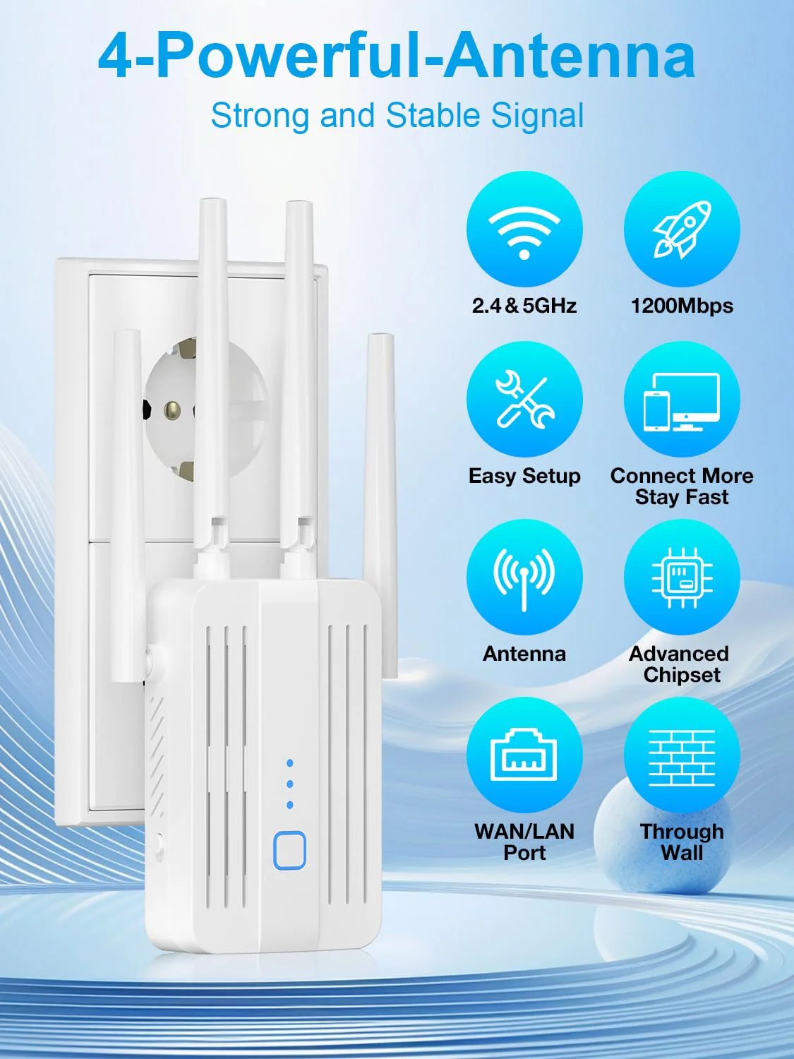 WiFi Repeater WLAN Verstärker WiFi Booster, 1200Mbit/s WLAN Signalverstärker mit Dual-Band (2,4 GHz & 5 GHz), Repeater-Modus/Access Point Modus, Kompatibel mit Allen Routern, Einfacher Einrichtung - Image 2