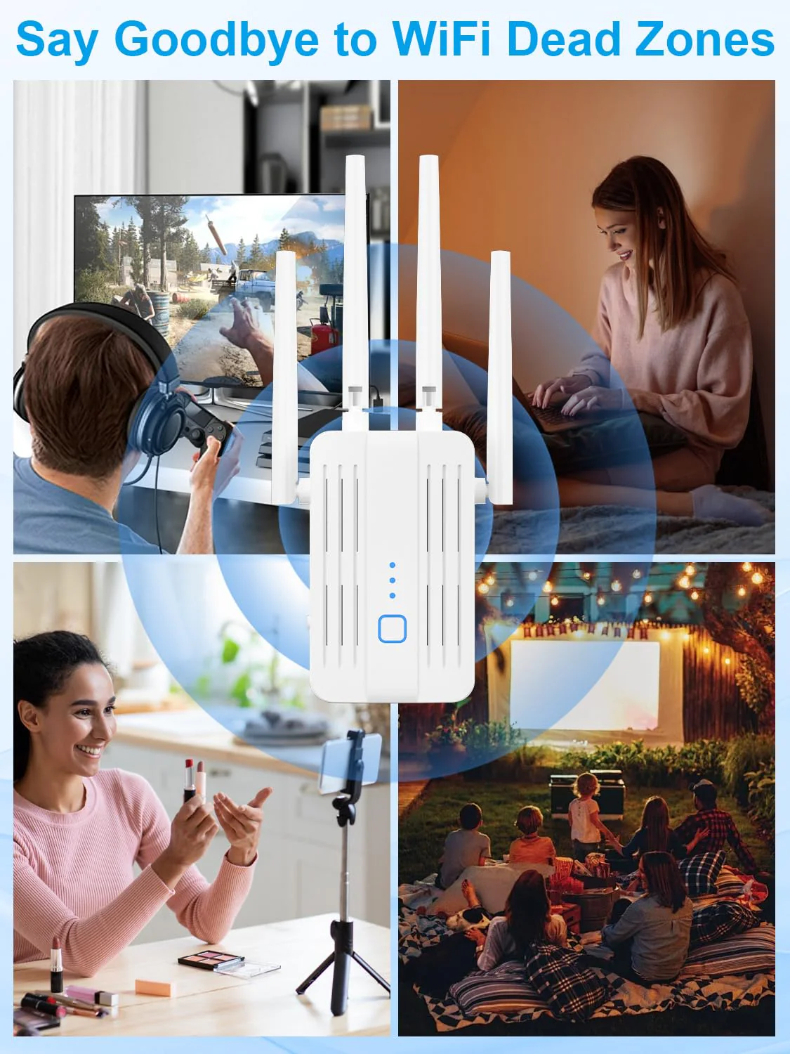 WiFi Repeater WLAN Verstärker WiFi Booster, 1200Mbit/s WLAN Signalverstärker mit Dual-Band (2,4 GHz & 5 GHz), Repeater-Modus/Access Point Modus, Kompatibel mit Allen Routern, Einfacher Einrichtung - Image 3