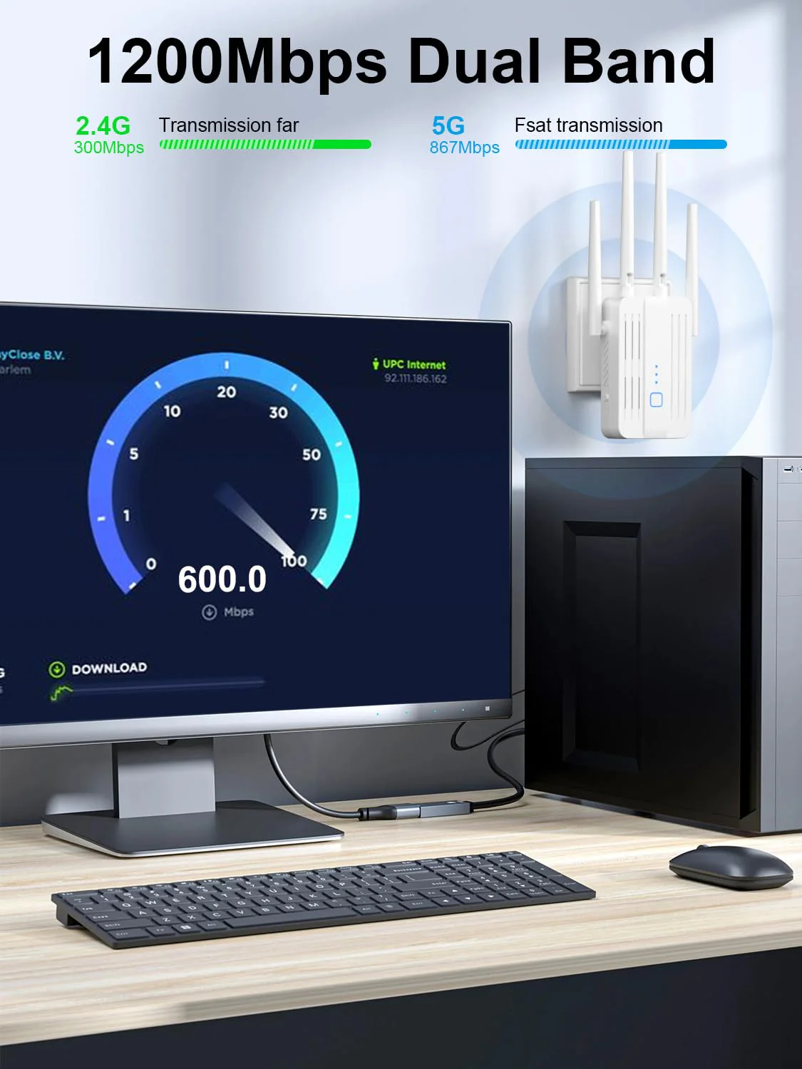 WiFi Repeater WLAN Verstärker WiFi Booster, 1200Mbit/s WLAN Signalverstärker mit Dual-Band (2,4 GHz & 5 GHz), Repeater-Modus/Access Point Modus, Kompatibel mit Allen Routern, Einfacher Einrichtung - Image 4