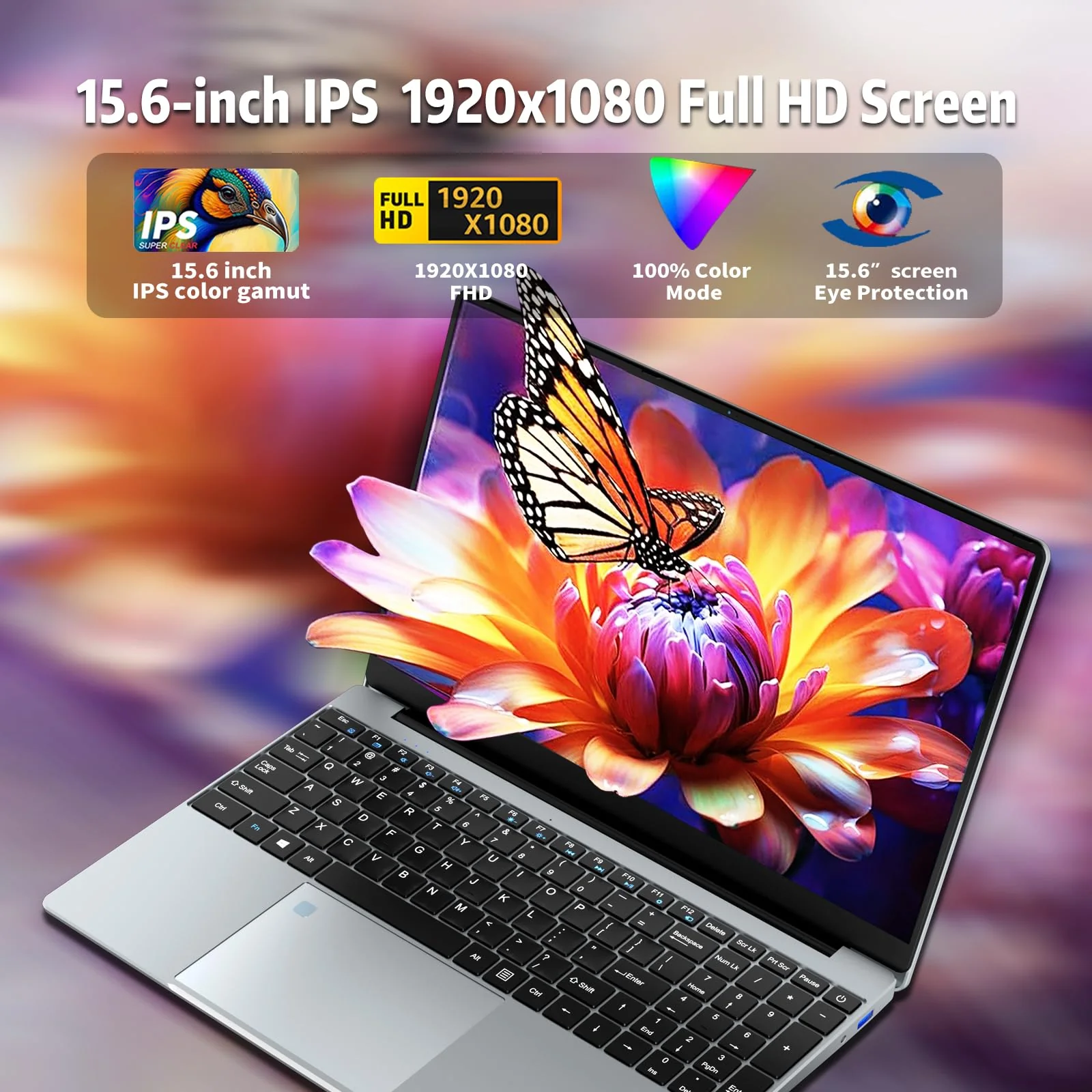 Win 11 Pro Laptop 15,6 Zoll, Notebook 24GB RAM 512GB SSD, Celeron N5095 Prozessor, Laptop FHD IPS 1920*1080 Display mit Tastatur mit Hintergrundbeleuchtung, Fingerabdruck-Entsperrung, WIFI 5 & BT 4.2 - Image 7