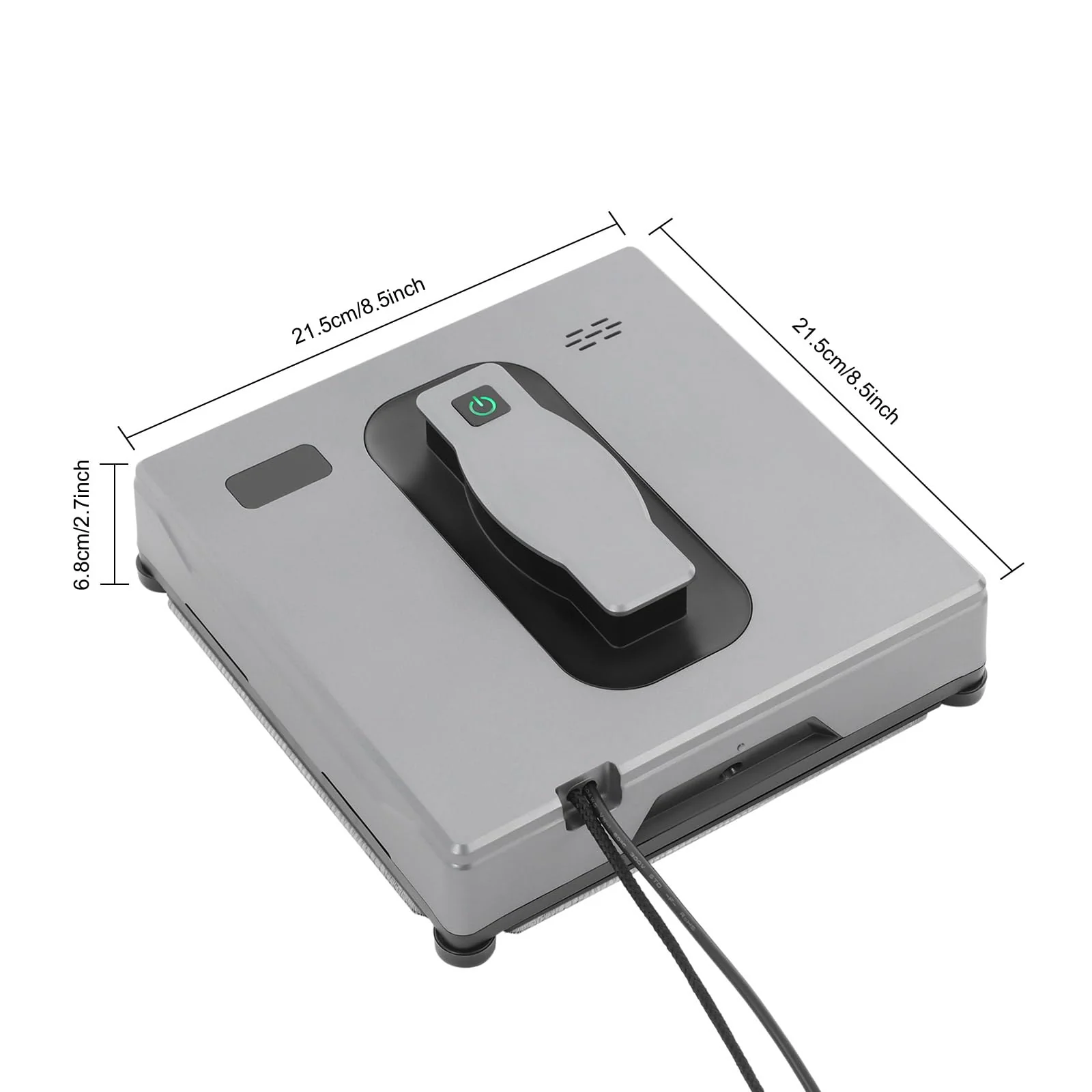 WindWilder Fensterputzroboter Fernsteuerung/APP-Steuerung, 2500Pa Saugleistung, 50ml Wassertank Kapazität, 3 automatischen Pfadmodi (Z/N, N, Z), Zerstäubtes Doppelsprühdesign, 21.5x21.5x6.8cm (Silber)