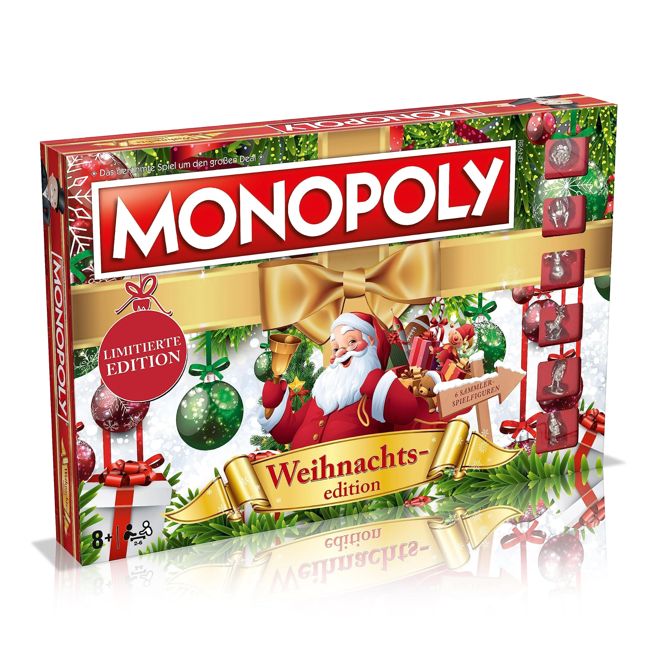 Winning Moves Monopoly Weihnachten Edition - Monopoly Spiel für Fans - Familienspiele Strategie Brettspiele Weihnachten - 2+ Spieler ab 8+ Jahren - Deutsch