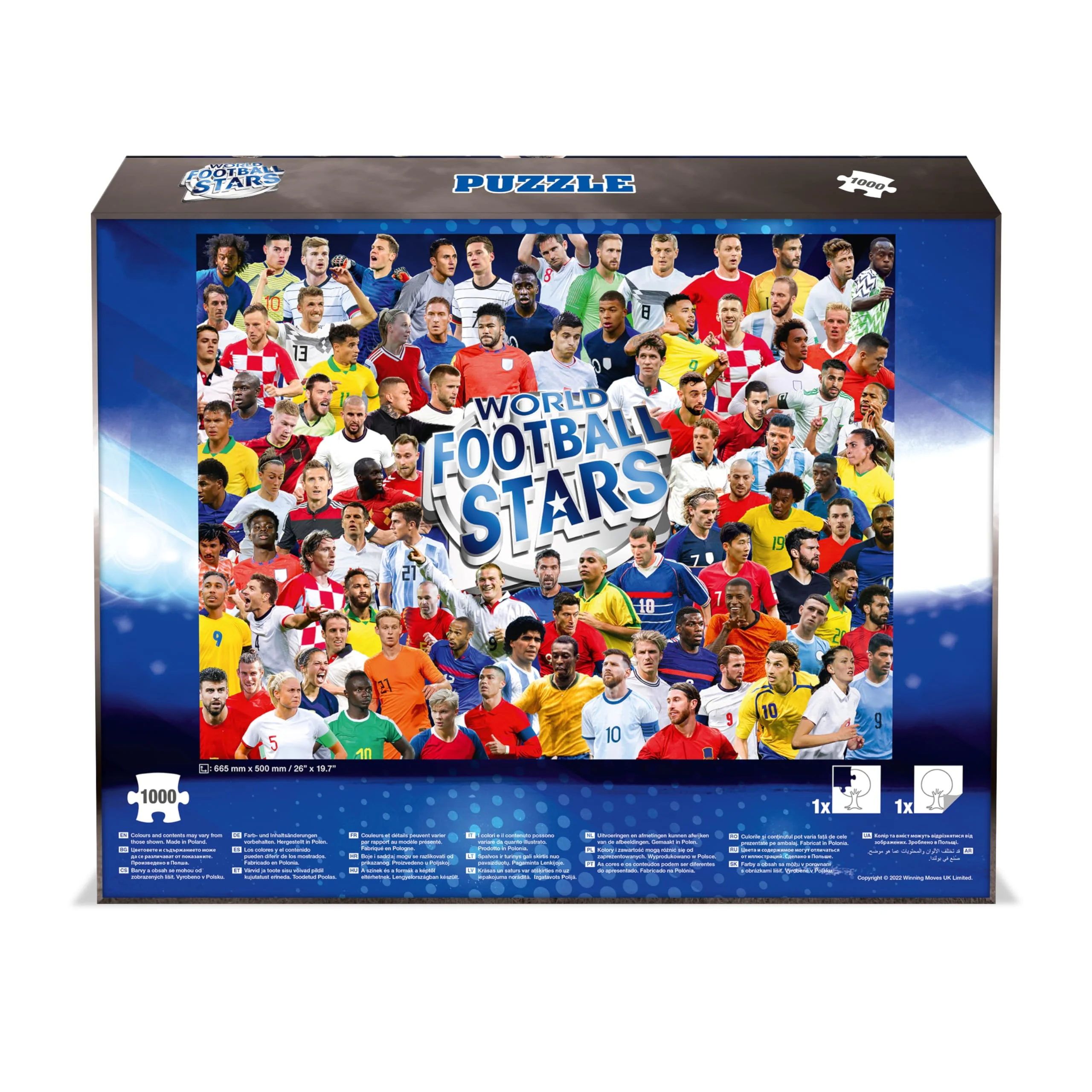 Winning Moves World Football Stars 1000-teiliges Puzzlespiel, Fußballspieler wie Harry Kane, Pele, Maradona, Lucy Bronze und Carli Lloyd, für Spieler ab 4 Jahren - Image 2