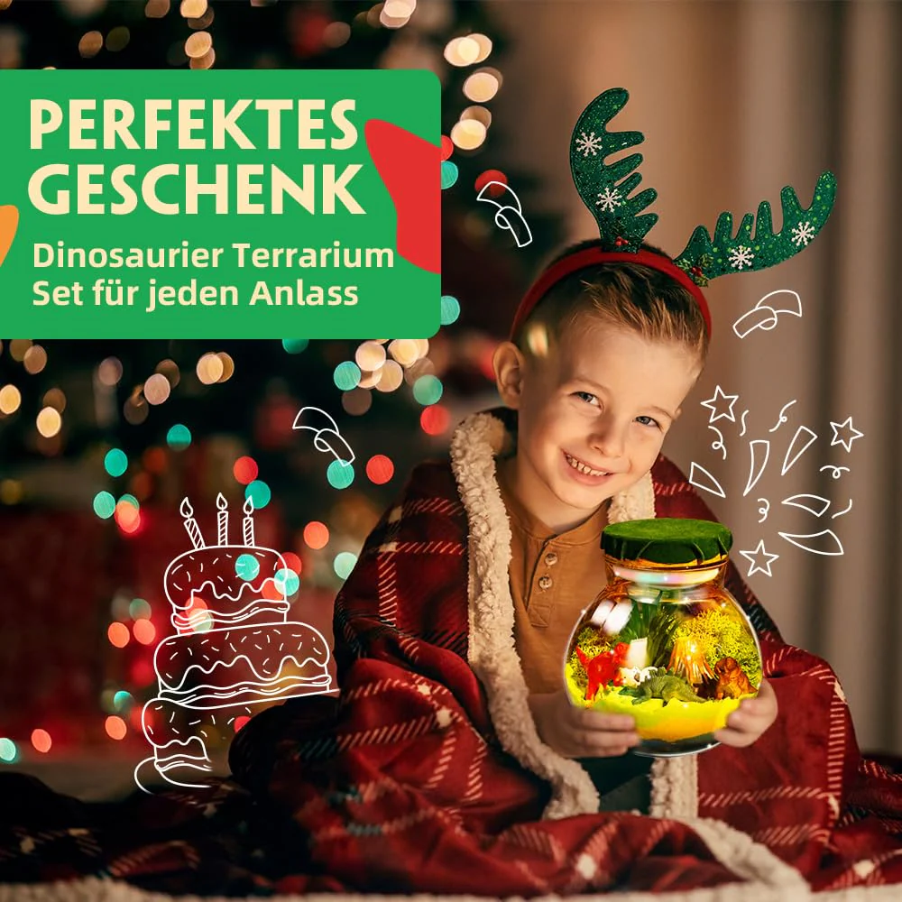 Winnrok Dinosaurier Terrarium Set, Dino Bastelset Nachtlicht, Dinosaurier Spielzeug, Oster Geschenk Junge 8 Jahre, Dinosaurier Geschenk für Kinder Jungen ab 4 5 6 7 8 9 10 11 12 - Image 3