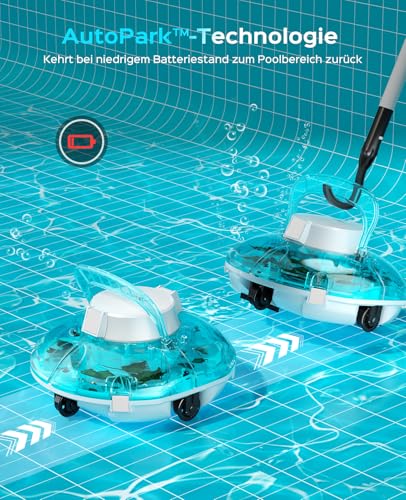 WINNY POOL CLEANER Winny 200 – Kabelloser Akku Poolsauger, Doppelfiltration, automatisches Parken, 80 Min. Laufzeit, für Aufstellpools bis 60 m², kompakt & leicht(Marine-Weiß) - Image 4