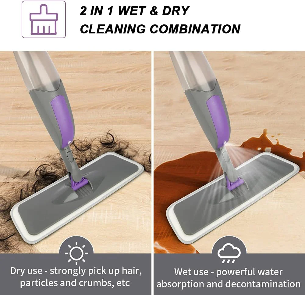 Wischer mit Sprühfunktion - HOMSIER Spray Mop Bodenwischer Sprühwischer für Schnelle Reinigung mit 550ML Wassertank und 3 Mikrofaserbezug, Wischmopp für Laminat Fliesen Holzböden Parkett Marmor Boden - Image 3