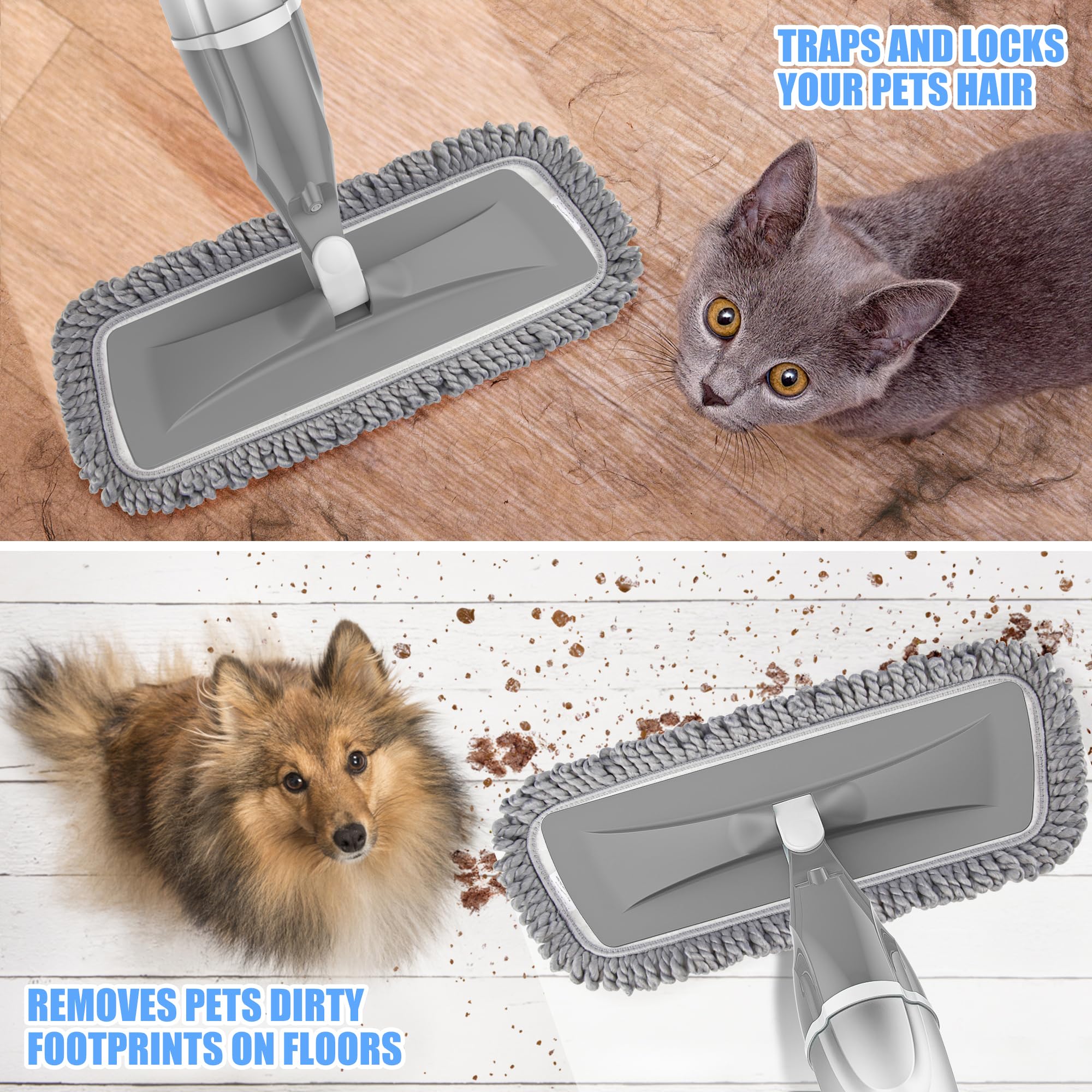 Wischmopp mit Sprühfunktion – EXEGO Bodenwischer mit Sprühmopp Spray Mop Floor Mop mit 3X Wischpads Staubwischer Nasswischer für Schnelle Reinigung Hartholz, Marmor, Holz, Laminat, Fliesen - Image 3