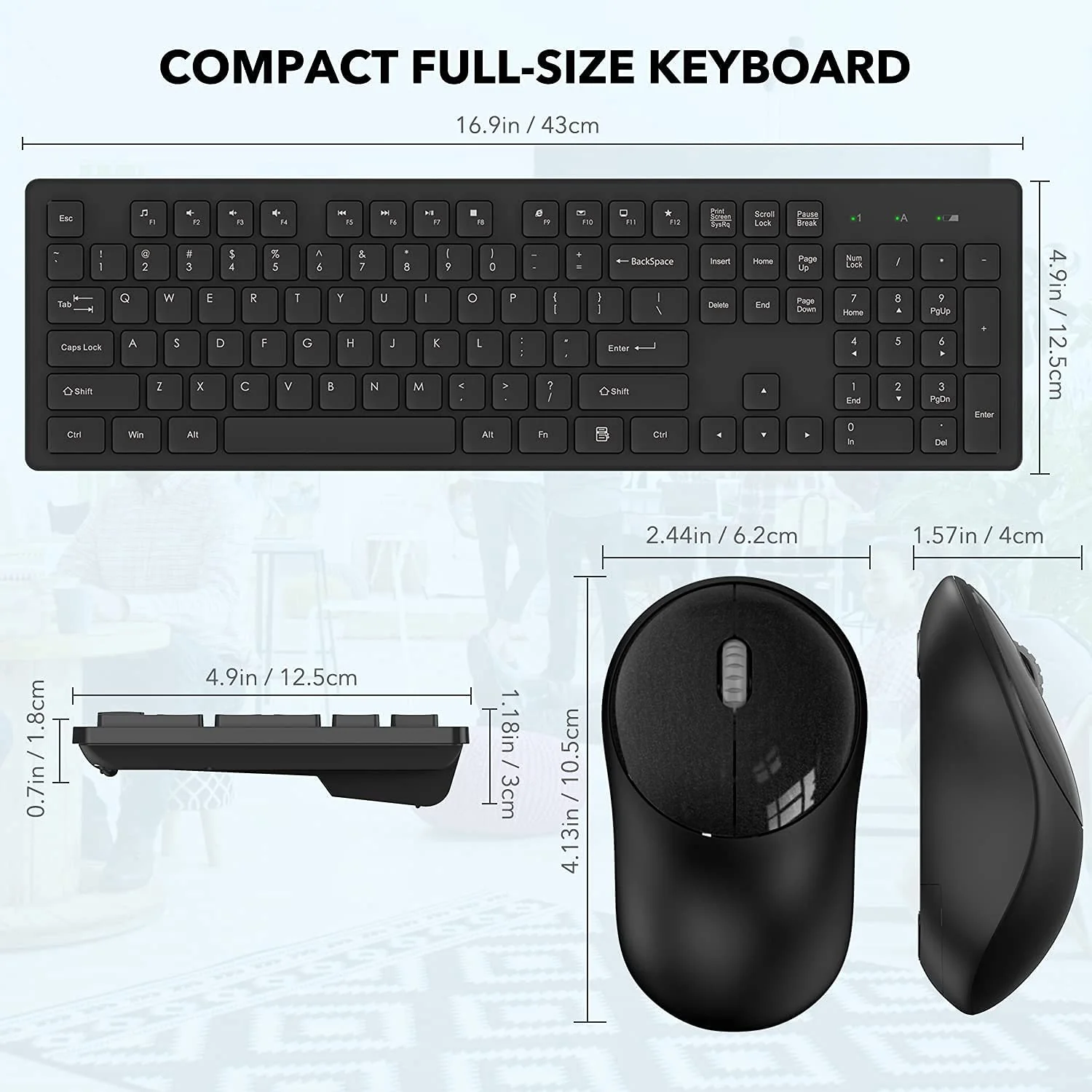 WisFox Tastatur Maus Kabellos, 2.4GHz Ultra Dünn Fortgeschrittene Leise Tastatur Maus Kabellos Combo Voller Größe mit USB Nano Empfänger für Laptop - Image 10