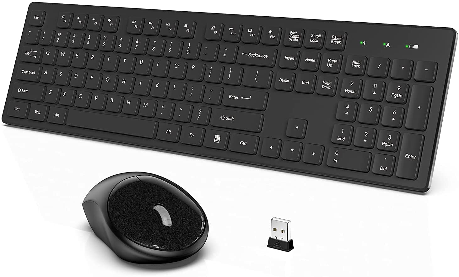 WisFox Tastatur Maus Kabellos, 2.4GHz Ultra Dünn Fortgeschrittene Leise Tastatur Maus Kabellos Combo Voller Größe mit USB Nano Empfänger für Laptop - Image 6