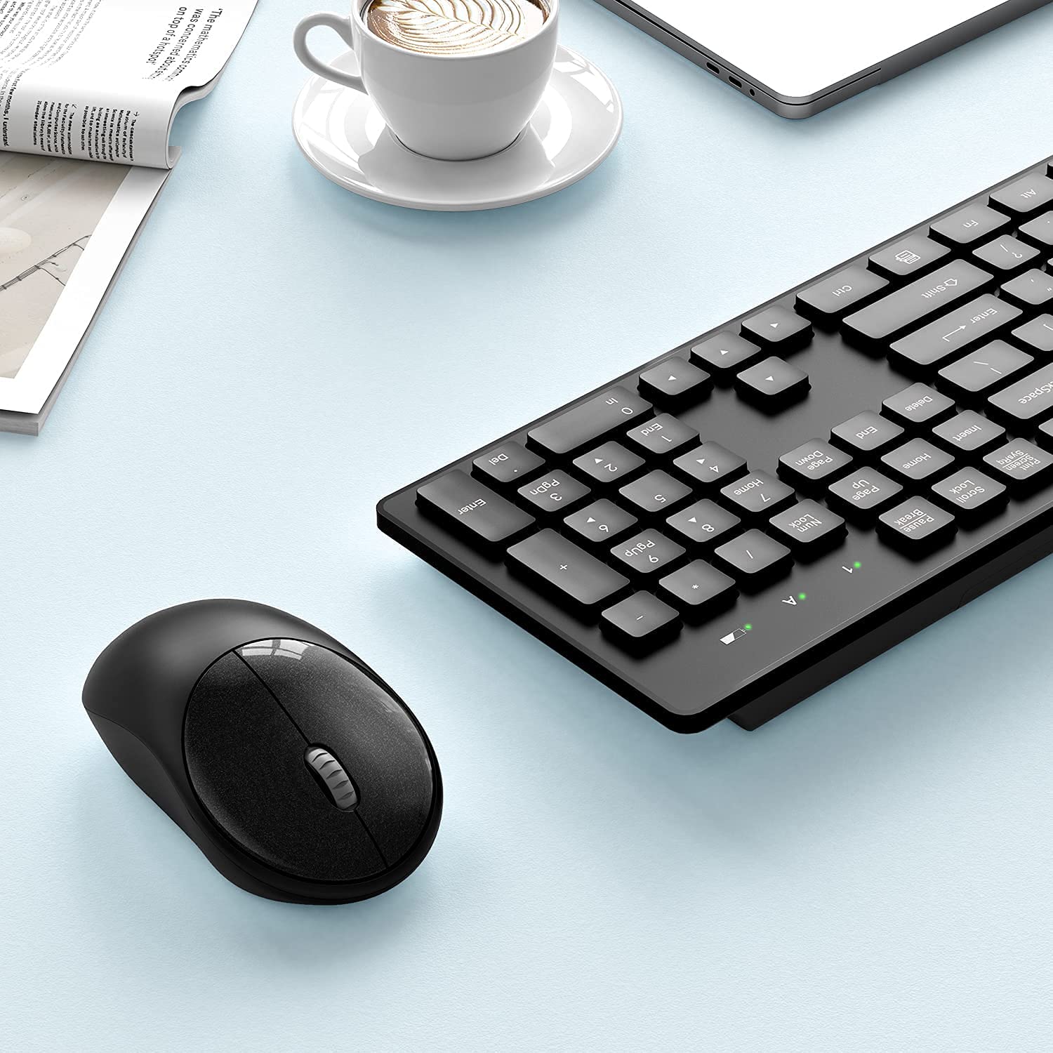WisFox Tastatur Maus Kabellos, 2.4GHz Ultra Dünn Fortgeschrittene Leise Tastatur Maus Kabellos Combo Voller Größe mit USB Nano Empfänger für Laptop - Image 8
