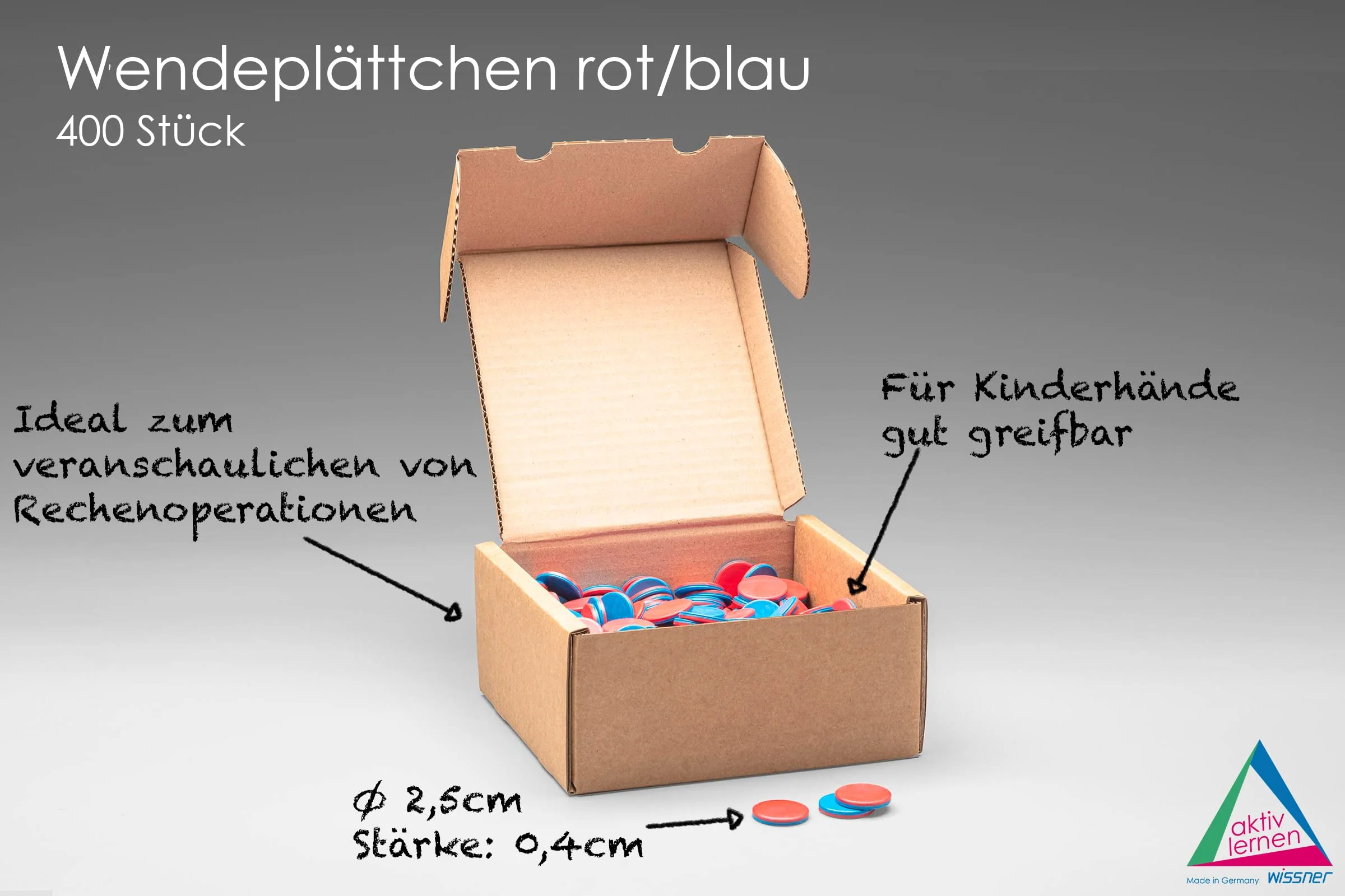 WISSNER® 400 Wendeplättchen in rot-blau aus RE-Plastic, Rechenplättchen für den Mathematikunterricht in der Grundschule, Plättchen - Image 10