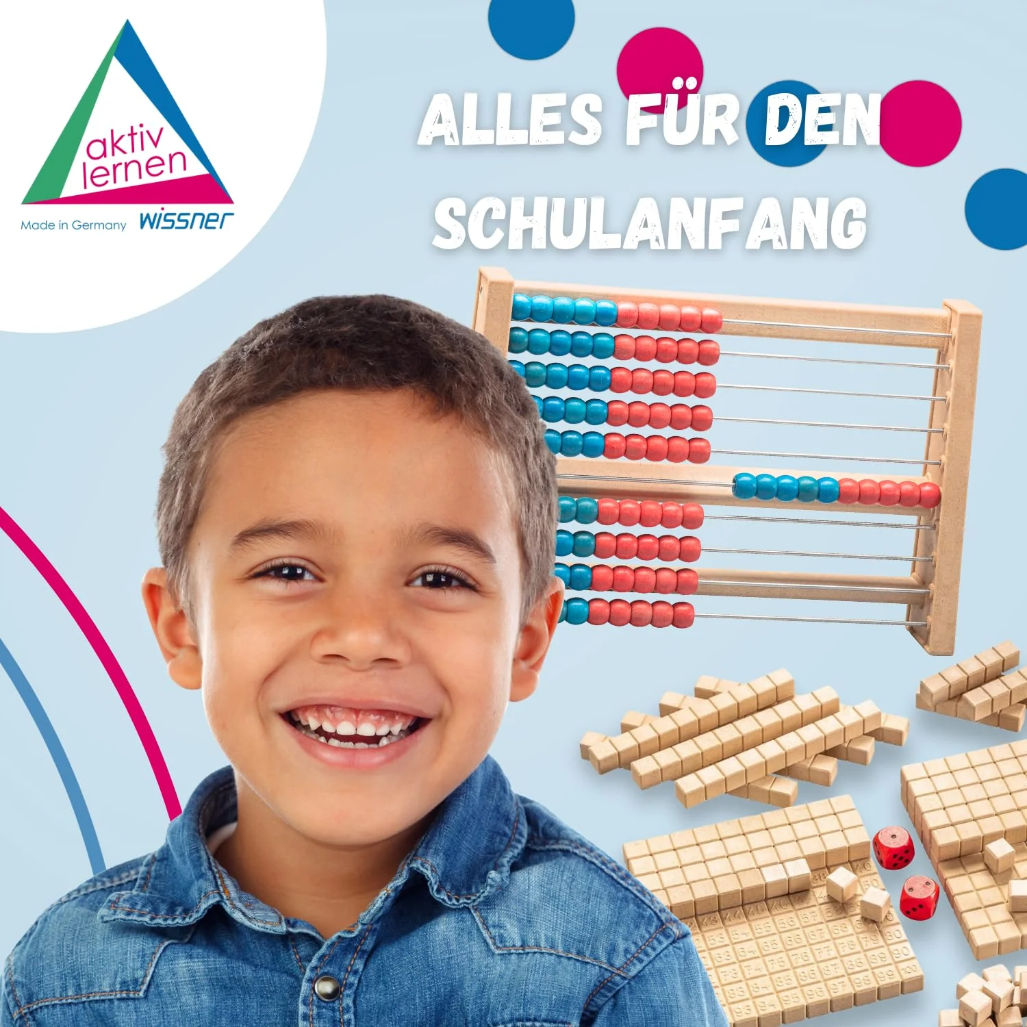 WISSNER® aktiv lernen - 100 er Rechenrahmen, ab 3 bis 99 Jahre, rot/blau - RE-Wood® - Image 2