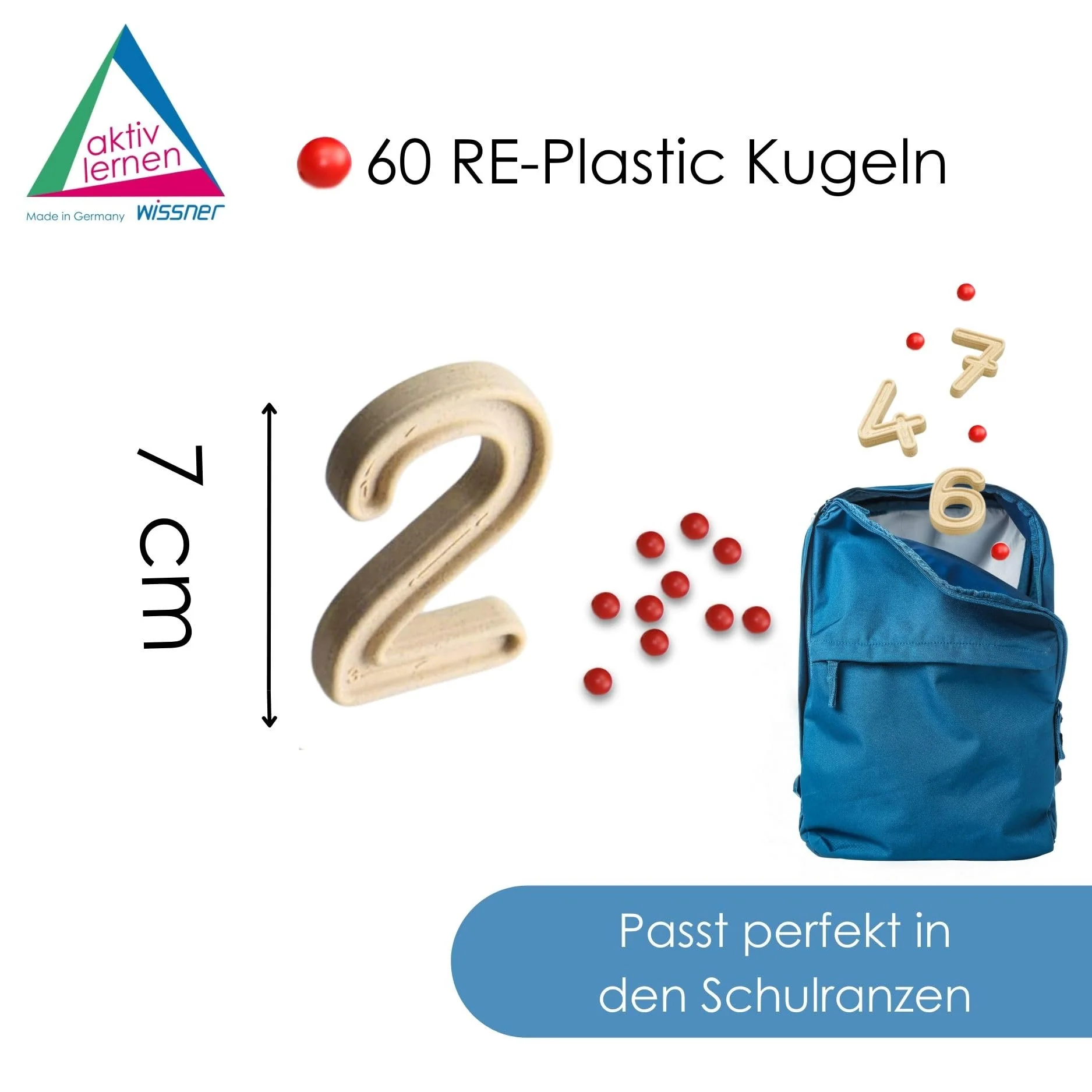 Wissner Aktiv Lernen Montessori Fühlzahlen zum Nachspuren mit 60 Kugeln in rot - 11 RE-Wood Zahlenbausteine von 1-10 - Schneller Zahlen Lernen - Für Grundschüler - 3D Ziffern zum Fühlen - Image 8