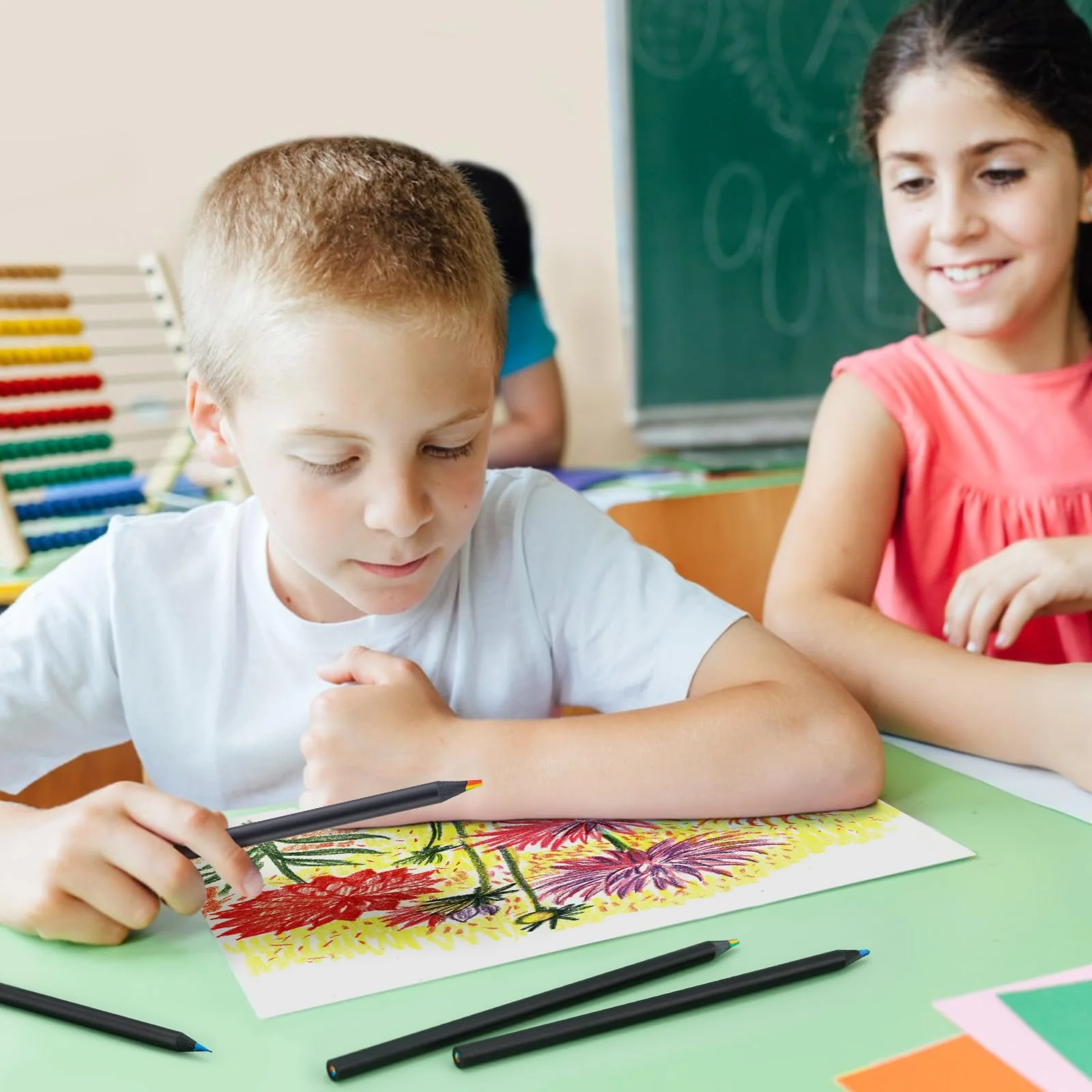 WISYOK Regenbogenstift 12PCS, 7 in 1 Regenbogenstifte für Kinder, Regenbogen Buntstift für Kindergeburtstag Geschenke, Gastgeschenke, Mehrfarbiger Buntstifte für Zeichnen, Färben, Schule - Image 7