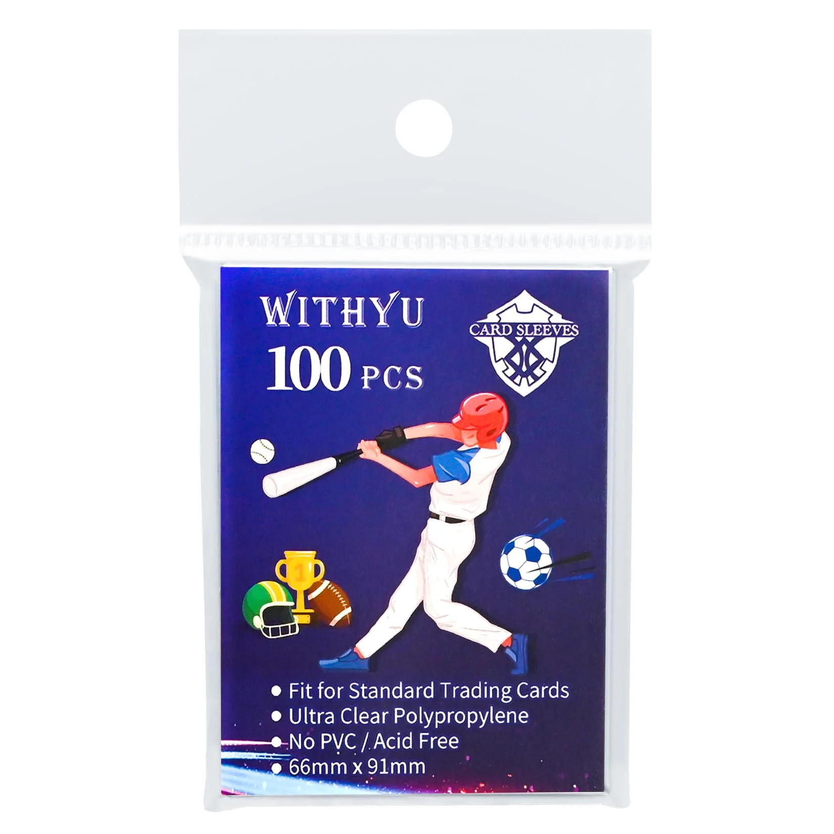 WITHYU 100 Stück Kunststoff Sammelkartenhüllen Von Oben, für Standardkarten, 6,4 x 8,9 cm, Ultraklarer Kartenschutz für Spielkarte, Baseball/Fußball/Basketballkarten und Mini-Fotos - Image 6