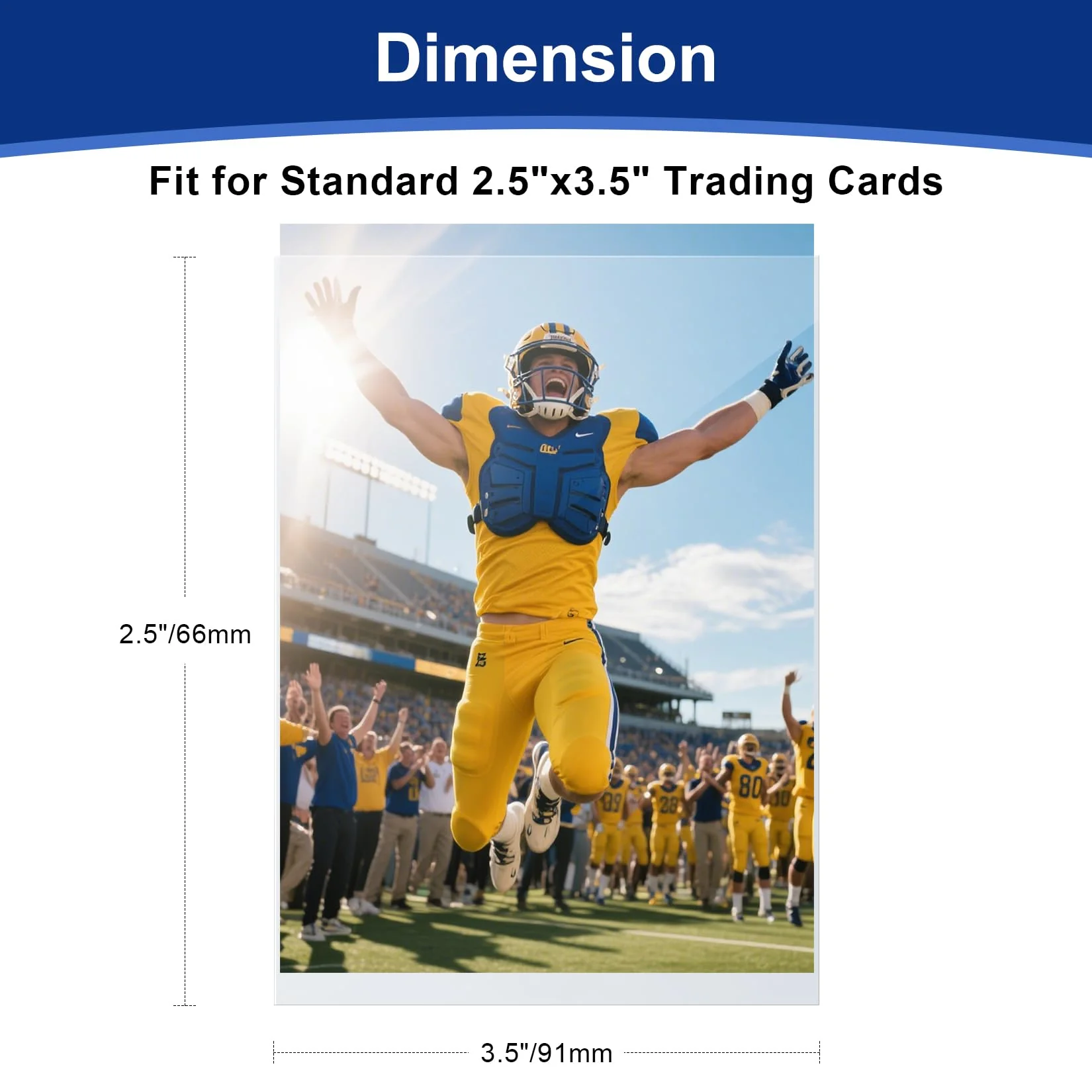 WITHYU 100 Stück Kunststoff Sammelkartenhüllen Von Oben, für Standardkarten, 6,4 x 8,9 cm, Ultraklarer Kartenschutz für Spielkarte, Baseball/Fußball/Basketballkarten und Mini-Fotos - Image 7