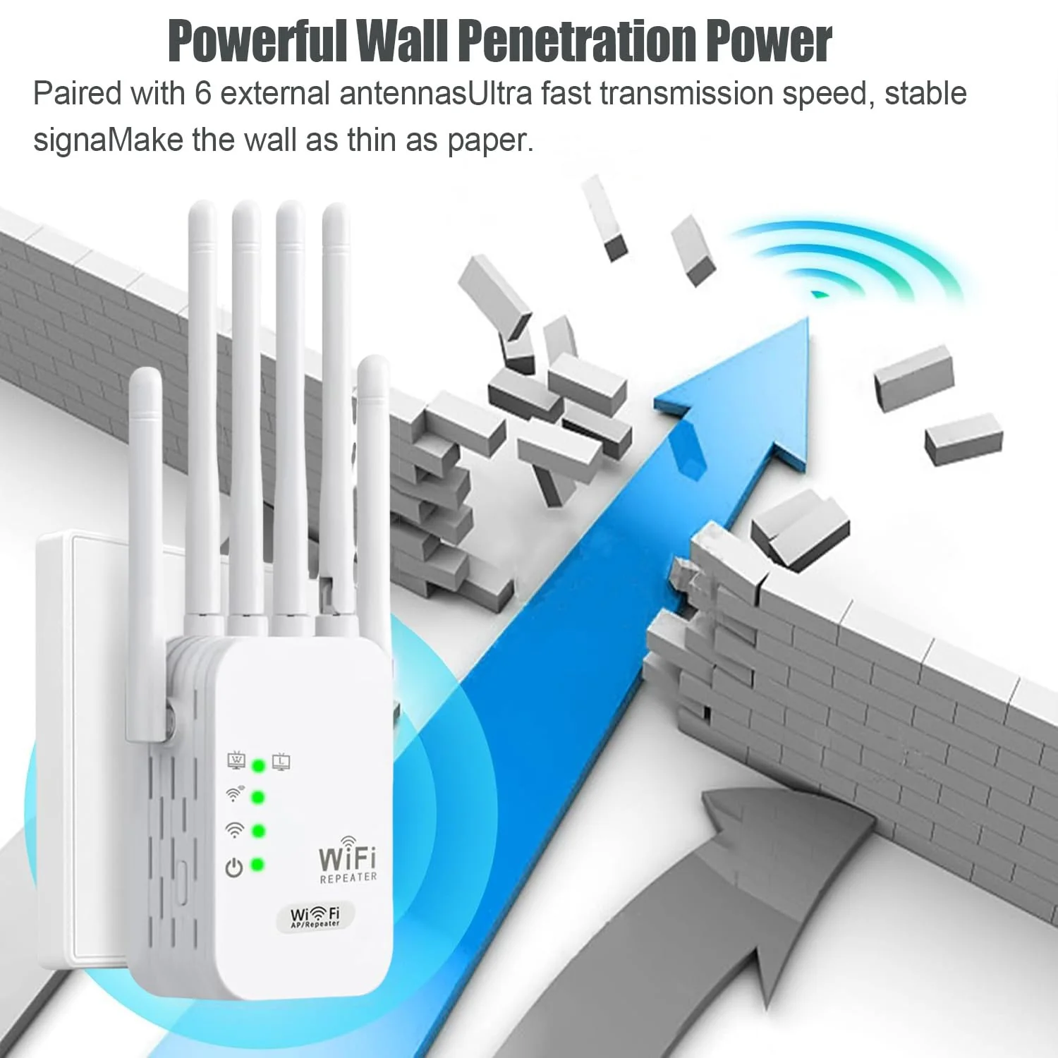 WLAN Repeater Booster WiFi 6 3dBi Antennen, 2 Ethernet Port,3-in-1 Zugangsmethode von Repeater/AP/Router,WiFi Signal Extender mit Signalabdeckungsfläche von 8900 sq.ft - Image 5