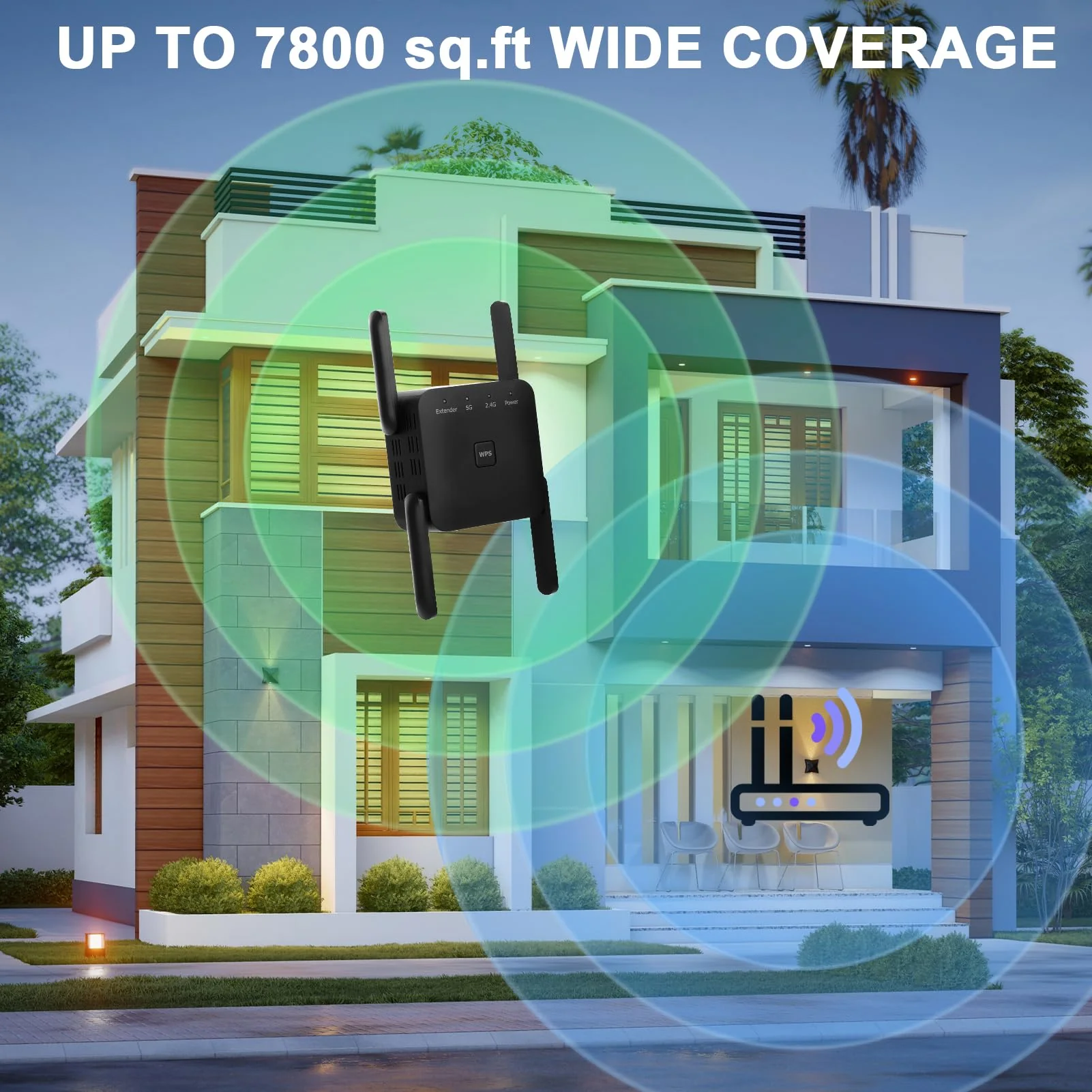 WLAN Verstärker 1200Mbit/s WiFi Repeater Dualband 2,4GHz+5GHz WiFi Booster mit Repeater/Router/Access Point Modus,4 Antenne,Einfache Einrichtung,WiFi Extender Booster Mit LAN/WAN Port - Image 2