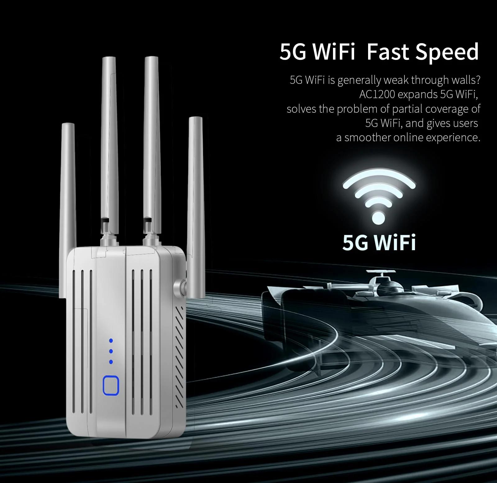 WLAN Verstärker 1200Mbit/s WLAN Repeater,Dualband 5GHz & 2.4GHz WiFi Repeater mit WPS | 1200 Mbit/s | Mit LAN/WAN Port| Einfache Einrichtung | Kompatibel Allen WLAN Geräten - Image 9