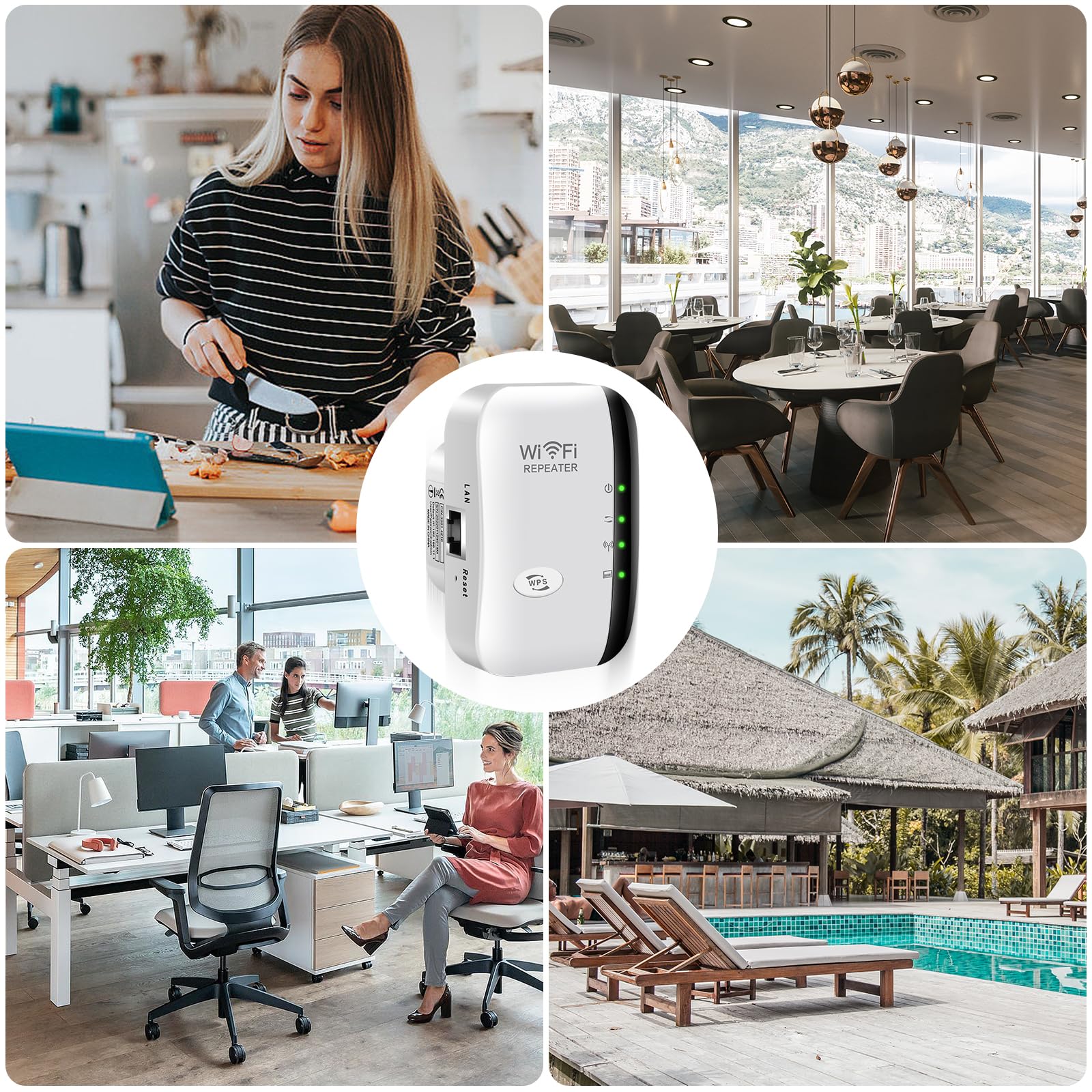 WLAN Verstärker, WLAN Repeater 300 Mbit/s 2.4 GHz, WiFi Extender Booster, WiFi Verstärker mit Repeater/AP Modus und WPS-Funktion,Internet Verstärker bis zu 3650 sq.ft und 35+ Geräten (Weiss) - Image 2