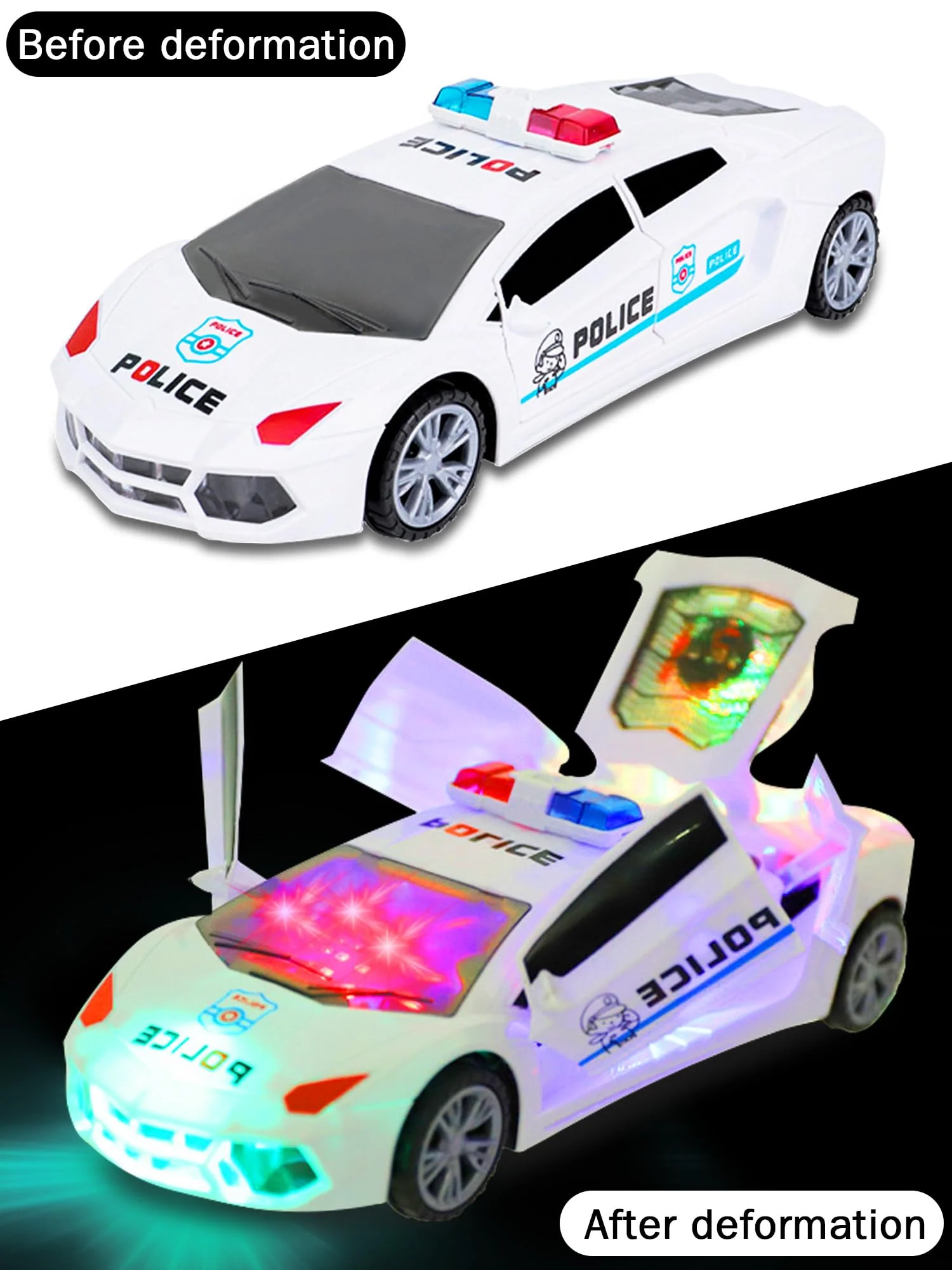 WLHBF Auto Spielzeug, Polizeiauto Kinder mit Lichter automatisch öffnende Türen Fahrzeug Licht Sound, Spielzeug-Polizeiauto für Jungen Mädchen ab3 4 5 6Jahren Geburtstags - Image 5